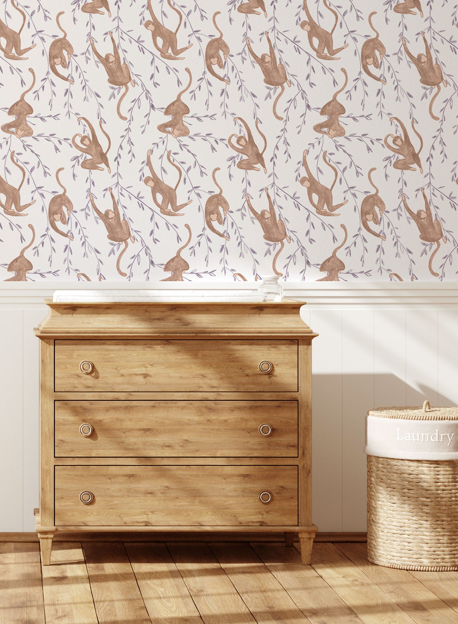 Monkey Business Wallpaper - Fun & Playful Peel and Stick Wallpaper for Kids Room, Nursery, or Playroom Decor - Easy to Apply & Remove