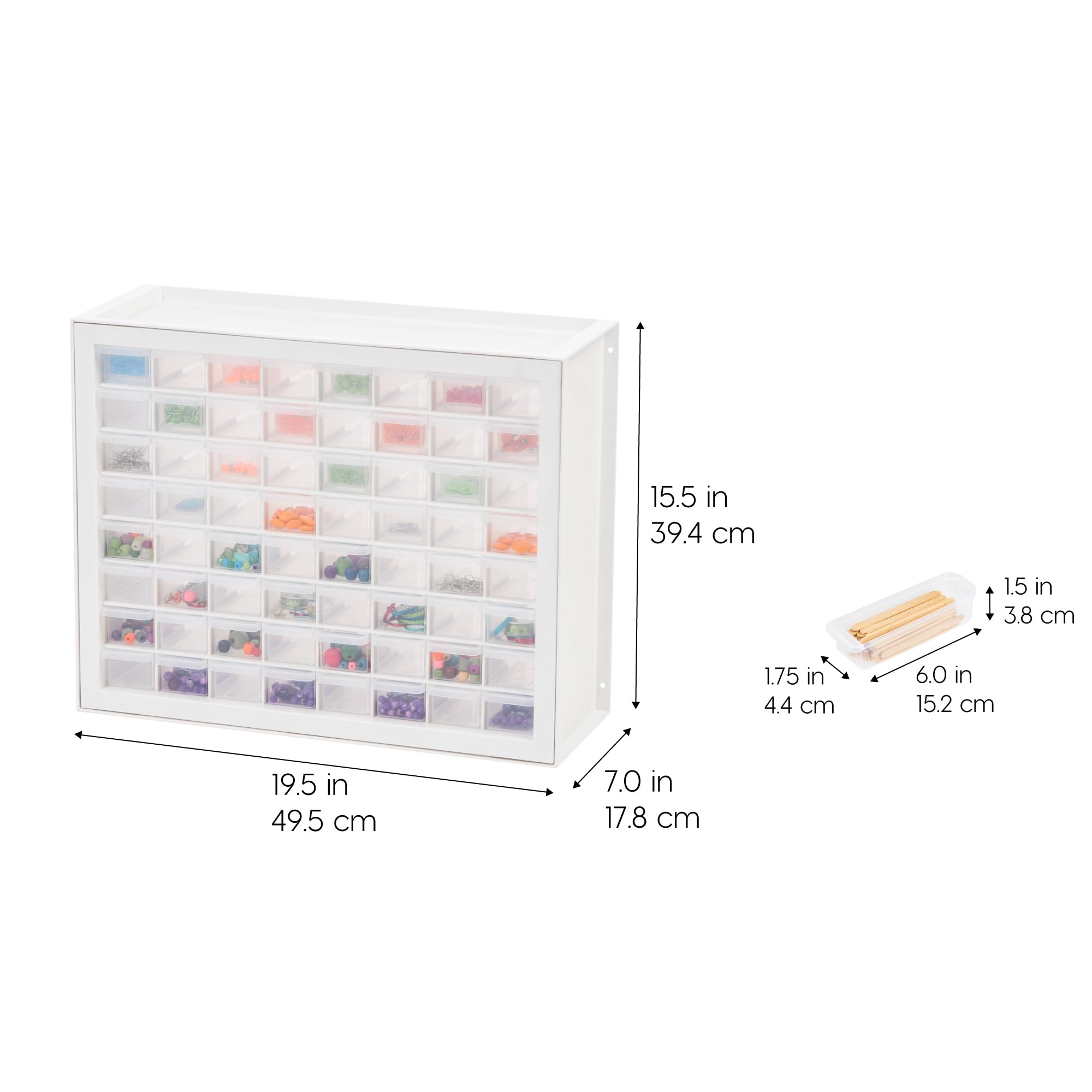 IRIS USA 64-Drawer Bead Organizer Storage Cabinet - Plastic Hardware Organizer for Screws, Nails, Bolts, Small Parts & Craft Supplies | Perfect for Jewelry Making, DIY Projects & Workshop Organization (White)