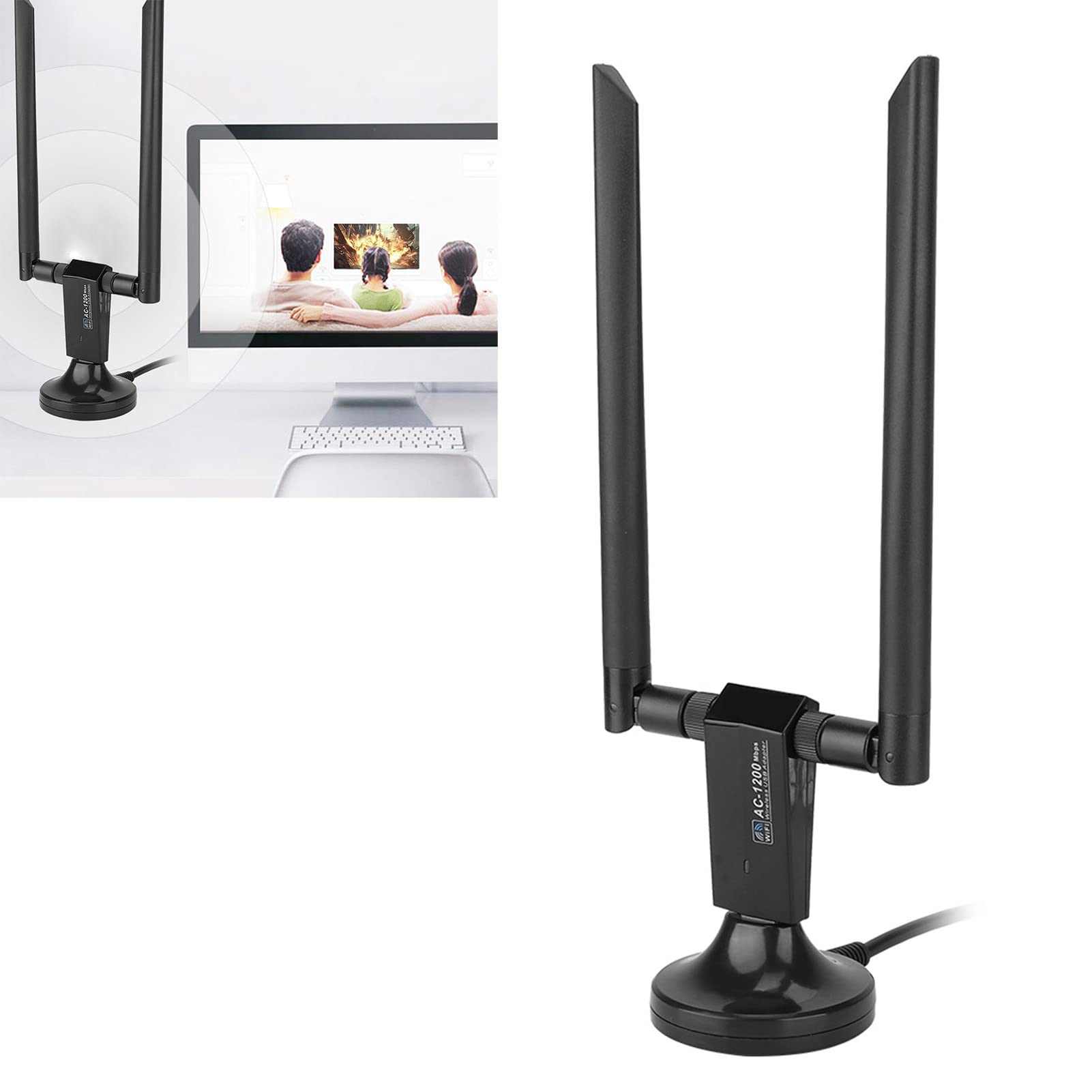 Cuifati Dual Band USB WiFi Adapter - 1200Mbps Wireless Network Card with 2.4GHz/5GHz RTL8812AU Chipset, High Gain Antenna for PC Laptop Desktop - Perfect for Gaming, Streaming & Home Office Connectivity