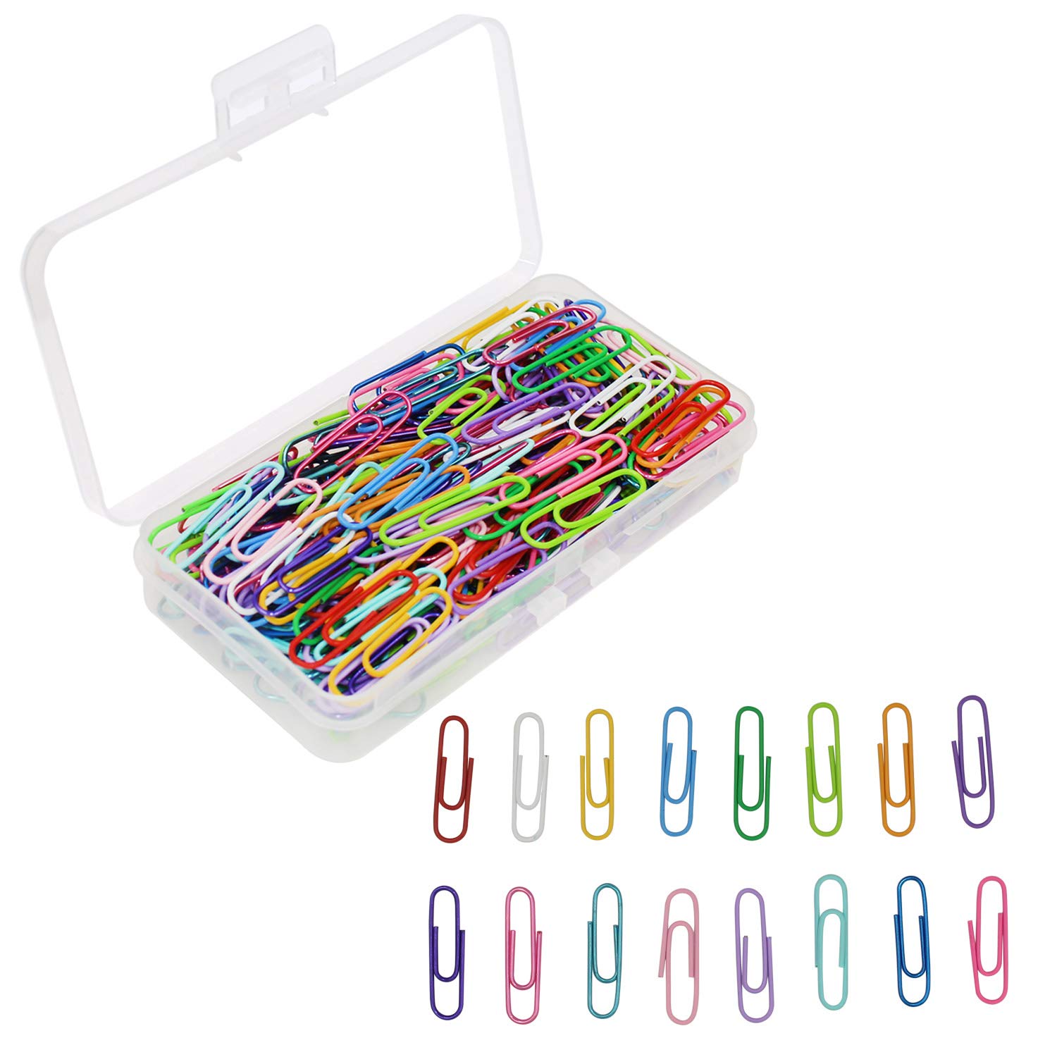 200-Piece Multicolor Plastic Coated Paper Clips Set - 20 Vibrant Colors, 33mm Metal Clips with Storage Box for Office, School & Home Organization | Perfect for Document Sorting, Craft Projects & Gift Wrapping