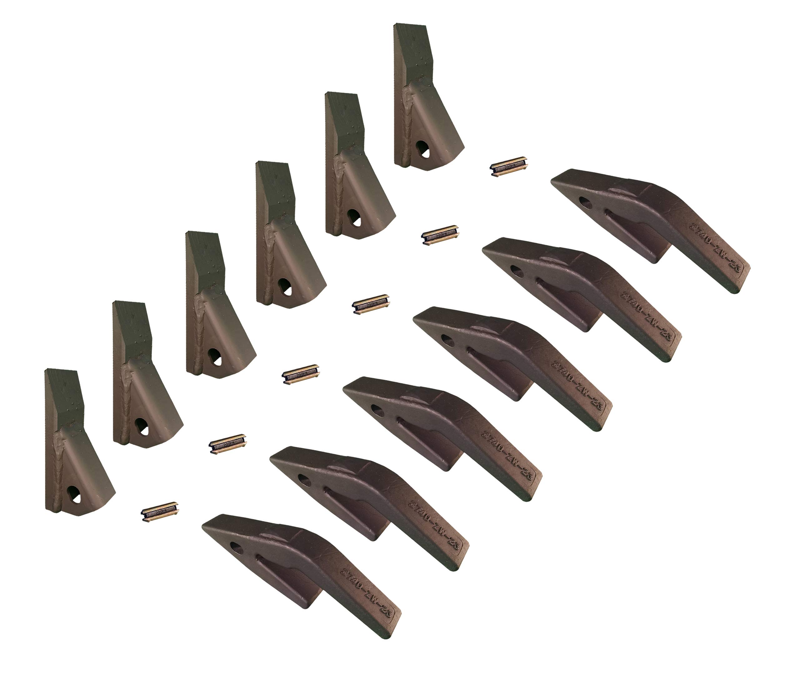 **Heavy Duty Mini Excavator & Skid Steer Weld-On Shanks with 23 Fabricated Teeth & Pins (6-Pack) – Ideal for Digging, Trenching & Construction Projects**