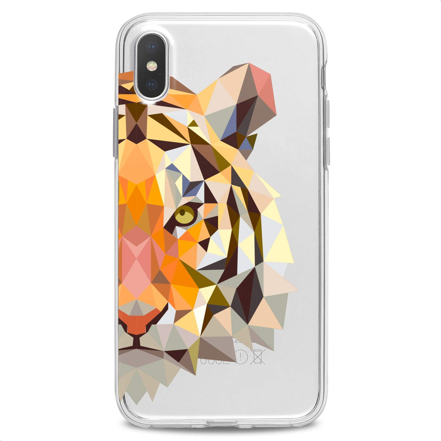 Premium TPU Phone Case for iPhone 16/15/14/13/12/11 Pro Max/Plus/Mini/XS/XR/X/8/7/6/5/SE - Geometric Tiger Design Flexible Silicone Cover with Abstract Animal Print - Slim Protective Case for Women & Girls (Perfect for Daily Use, School, Work & Travel)