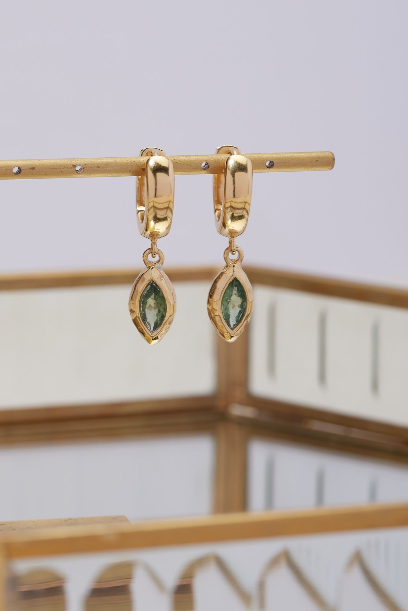 Belle Apatite Gold Huggie Hoop Earrings for Women - Dainty Minimalist Stud Earrings for Everyday Wear, Gift Giving & Special Occasions