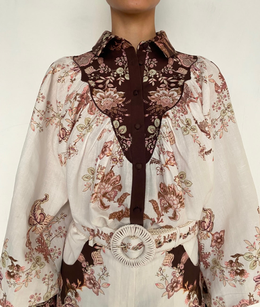 Diza Yoke Shirt for Women - Stylish Floral Embroidered Blouse with V-Neck Design | Perfect for Casual Outings, Office Wear & Date Nights