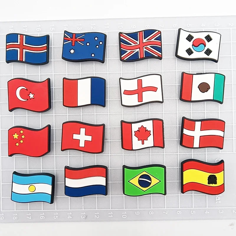 1Pcs Flag Icon PVC Shoe Charms - Decorative Sandals Accessories for Clogs & Buckle Shoes - Fun Kids Party Favors & Gift Ideas - Perfect for Beach Outfits, Summer Fashion & Costume Parties