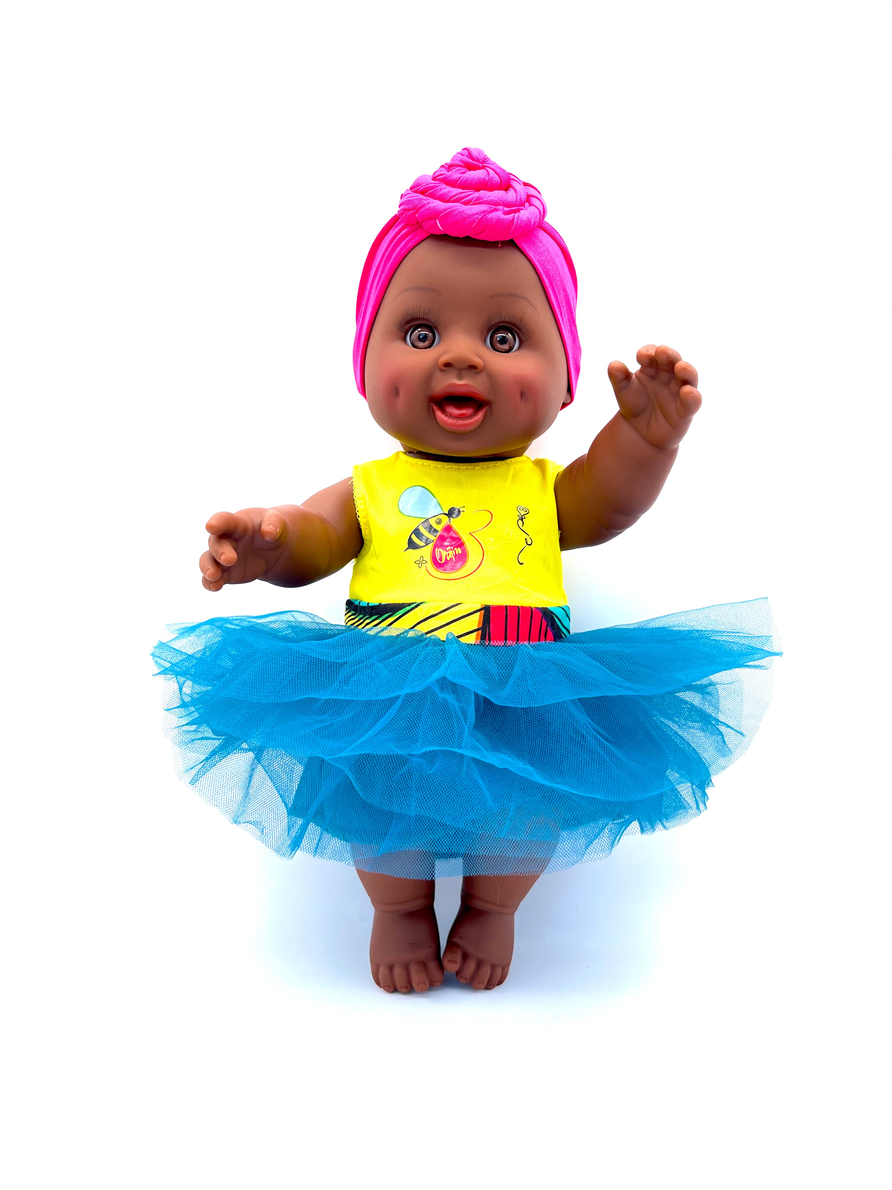 Melanin Joy Bee Baby Doll - Black Girl Doll for Kids, Perfect for Pretend Play, Gift for Toddlers & Children - Great for Role Play, Birthday & Christmas Presents