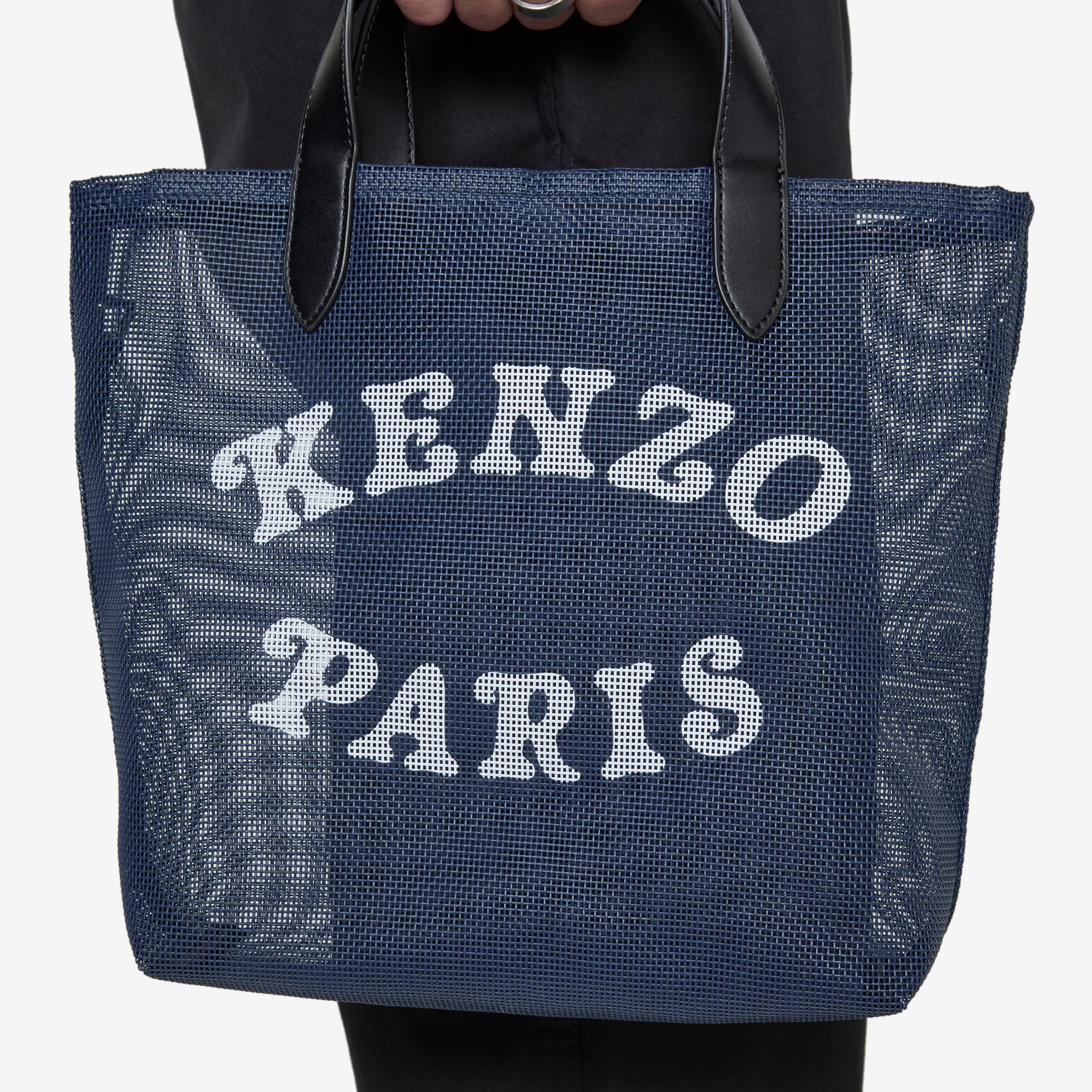 KENZO PLAY Small Mesh Tote Bag in Navy Blue | Designer Shoulder Bag for Women | Perfect for Beach, Shopping & Daily Use