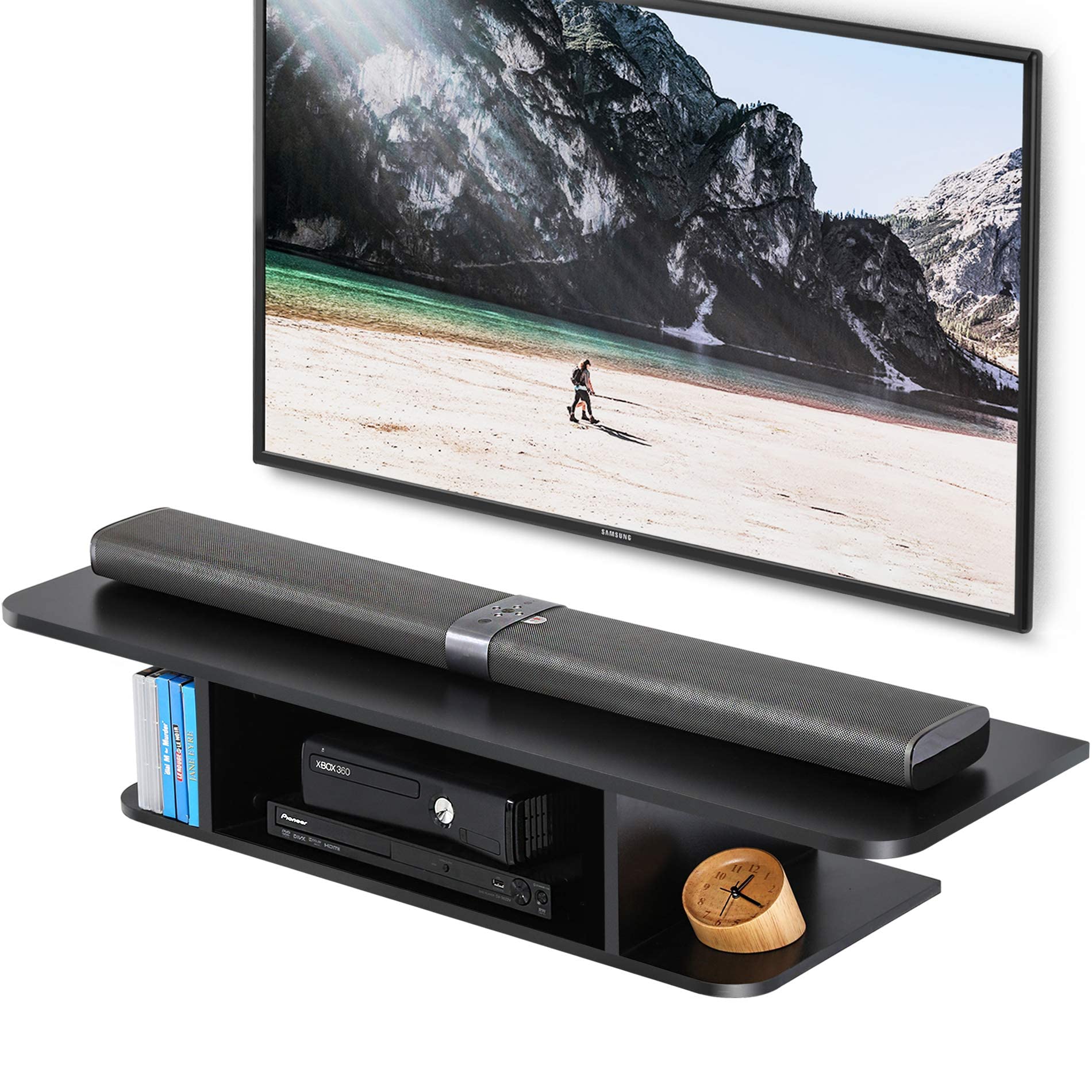 FITUEYES Floating TV Stand for 55 Inch TVs - Wall Mounted Media Console & Wood Storage Cabinet - Modern Entertainment Center for Living Room, Bedroom, Home Theater - Black