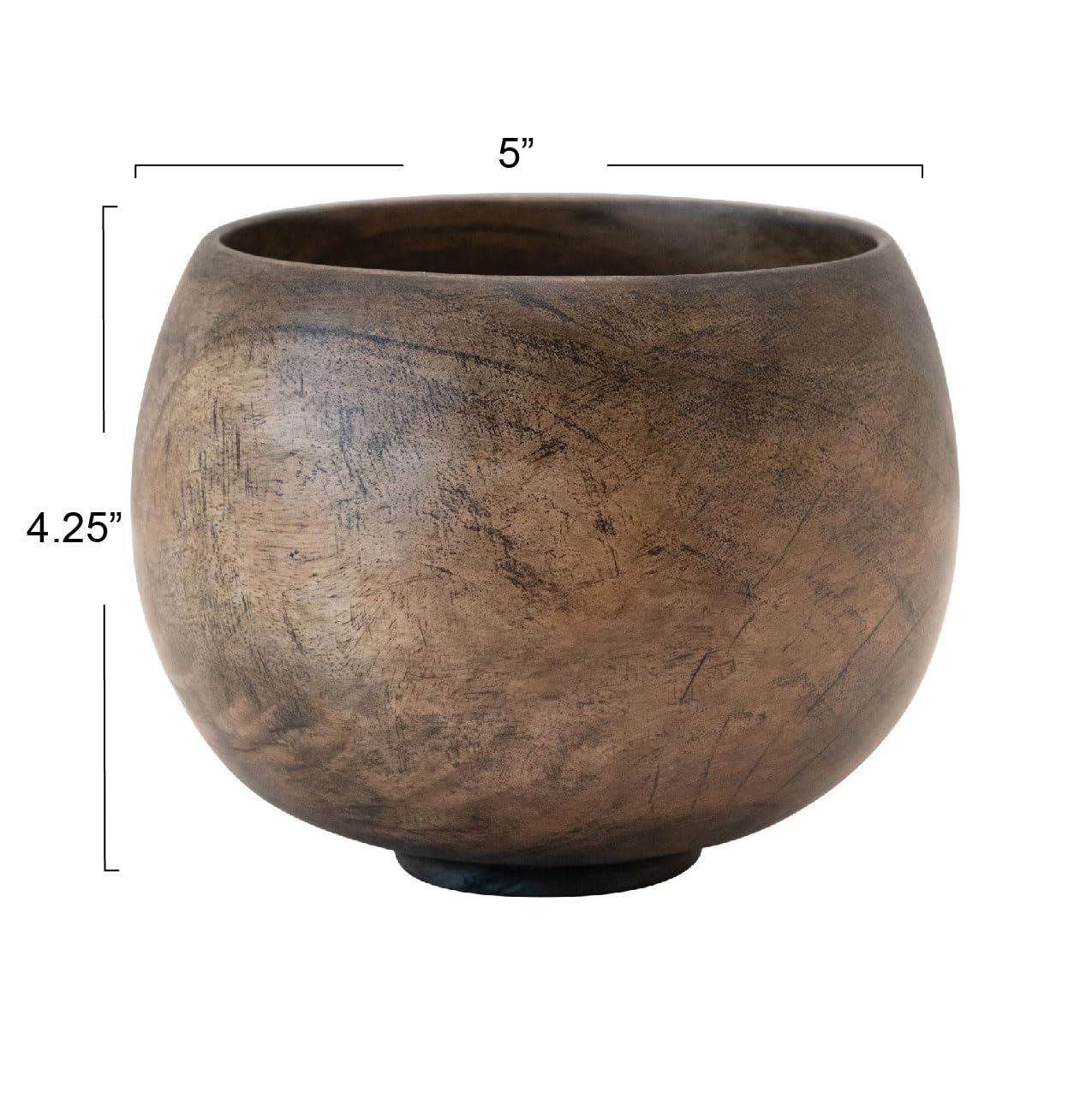 Creative Co-Op Handcrafted Mango Wood Bowl with Walnut Finish - Perfect for Fruit Display, Home Decor & Kitchen Serving