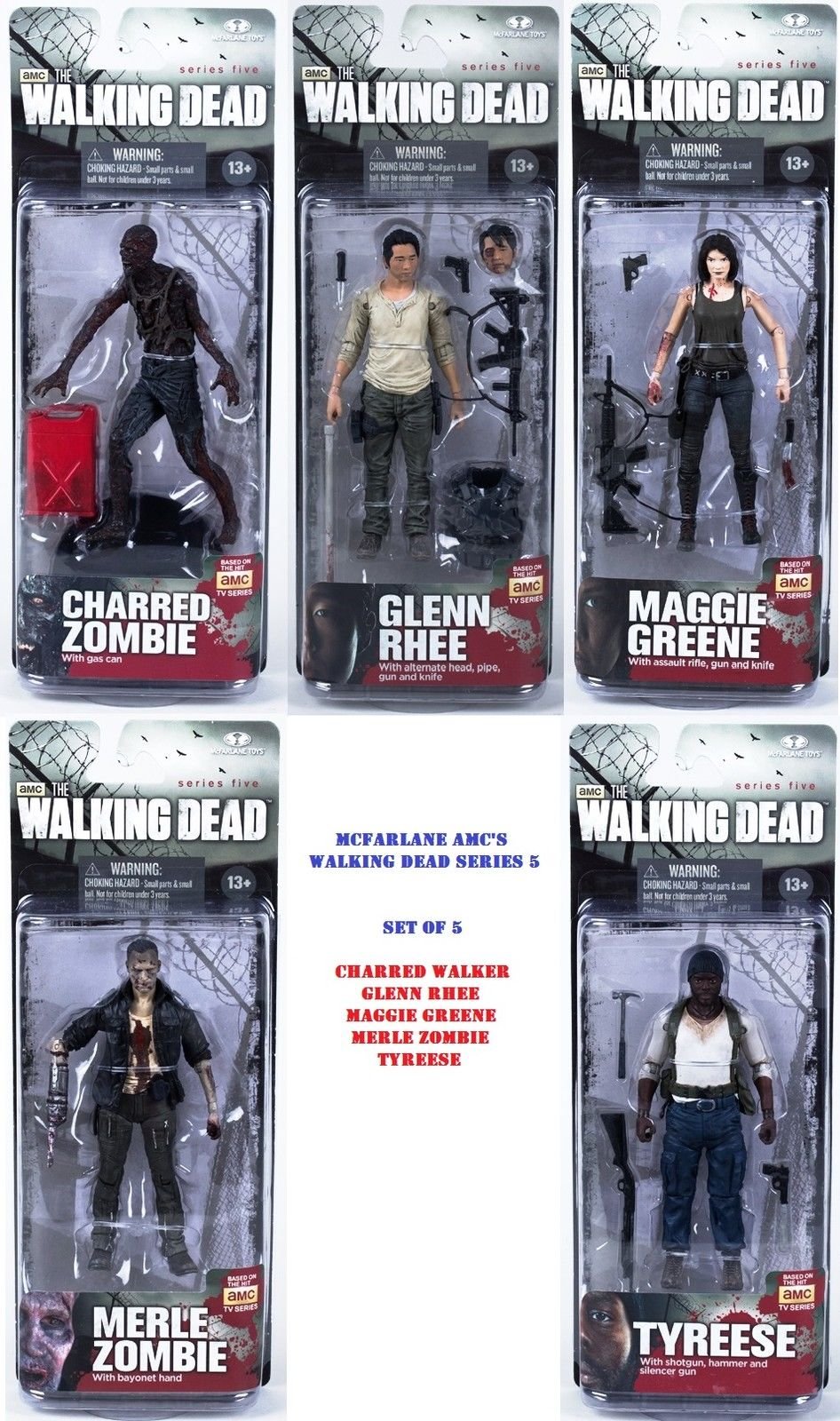 The Walking Dead TV Series 5 Action Figure Set - 5-Piece Collectible Figures (Multicolor) | TMP INTERNATIONAL MWDTV5 | Perfect for Fans, Display, and Gift Giving