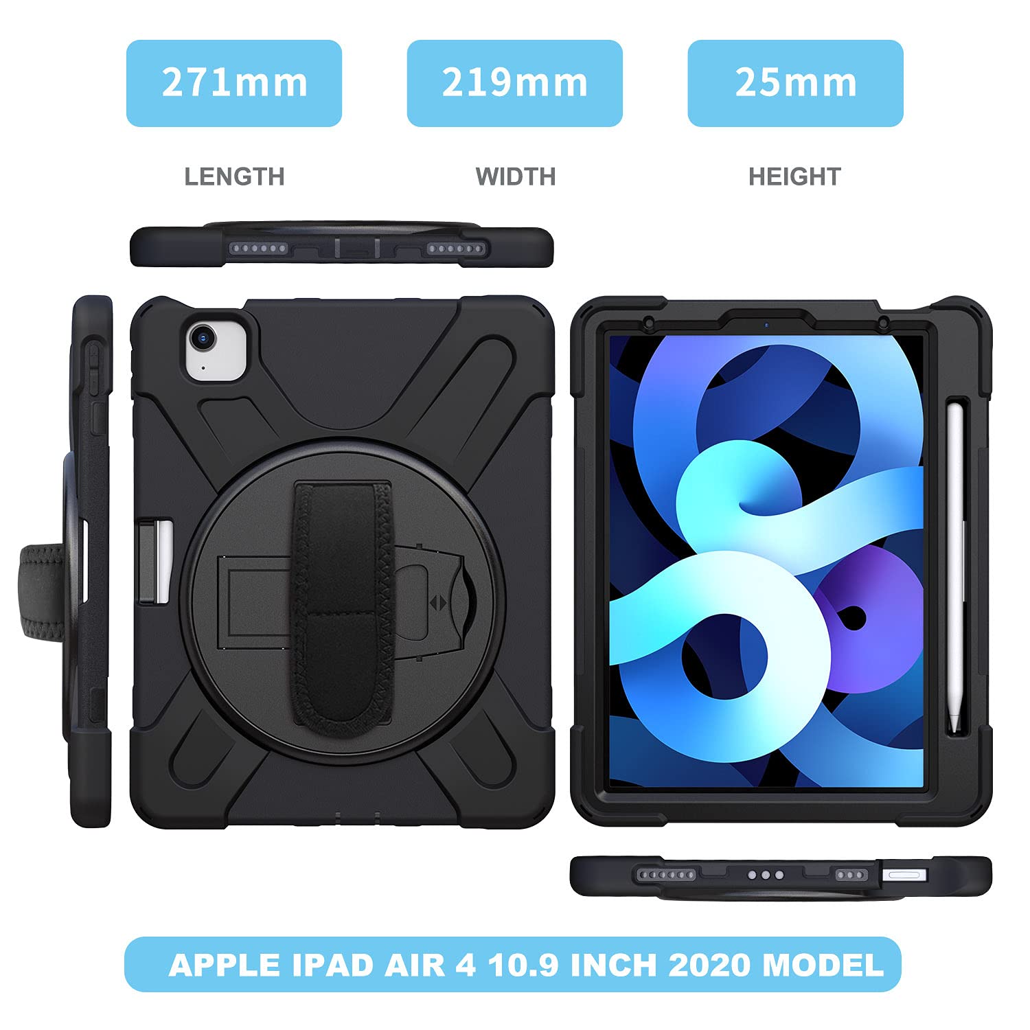 Premium Rugged Rotating Kickstand Case for iPad Air 4/5 10.9