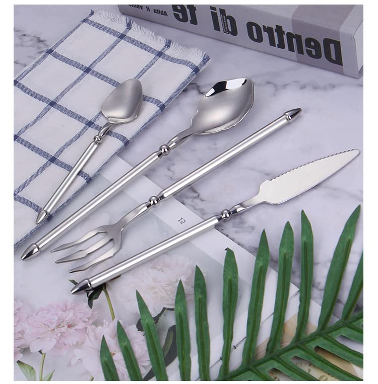 24-Piece Stainless Steel Flatware Set for 6 - Mirror Polished Modern Silverware Set for Family Dinner & Daily Use - Durable Tableware for Restaurants, Home Dining & Special Occasions