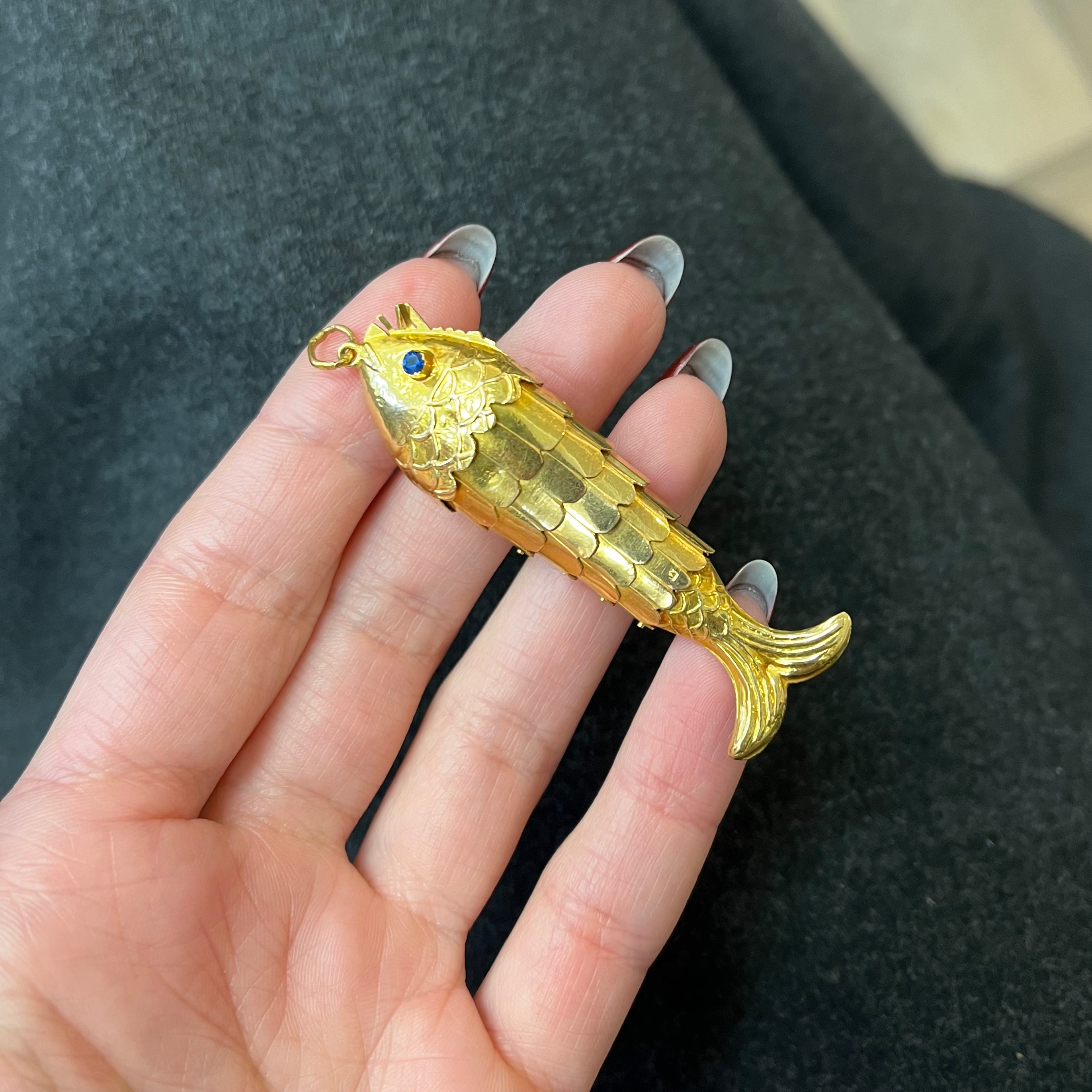 18k Gold Glass Eye Fish Pendant Necklace with 0.10ctw Diamonds - Elegant Jewelry Gift for Women, Perfect for Parties, Weddings & Special Occasions