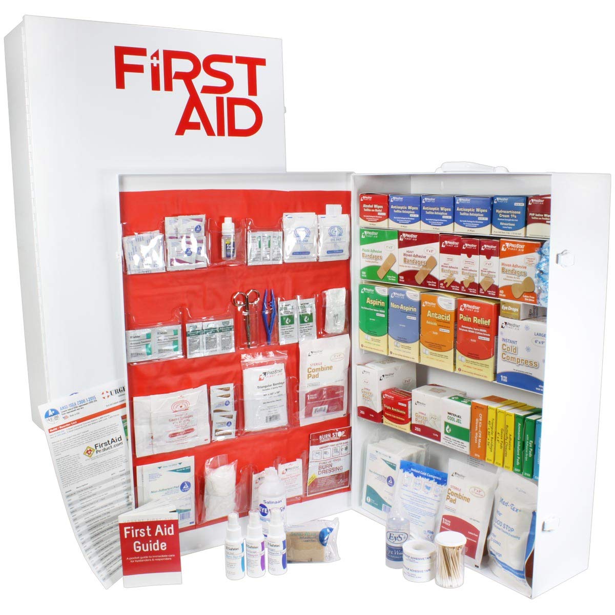 OSHA & ANSI Certified 5-Shelf Industrial First Aid Cabinet with Pocket Liner - 200 Person Capacity, 1890 Pieces, 2015 Class A+ Compliant (Types I & II) - Made in USA by Urgent First Aid™ - Ideal for Workplace Safety & Emergency Preparedness