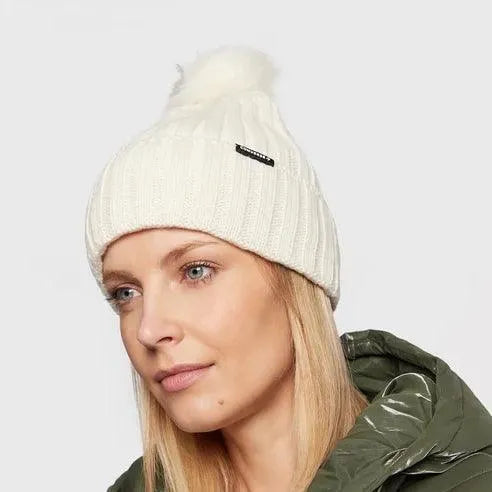 Converse Pom Beanie Hat for Women & Men - Soft Knit Winter Beanie with Faux Fur Pom - Warm & Cozy Unisex Beanie for Cold Weather - Perfect for Skiing, Snowboarding & Outdoor Activities