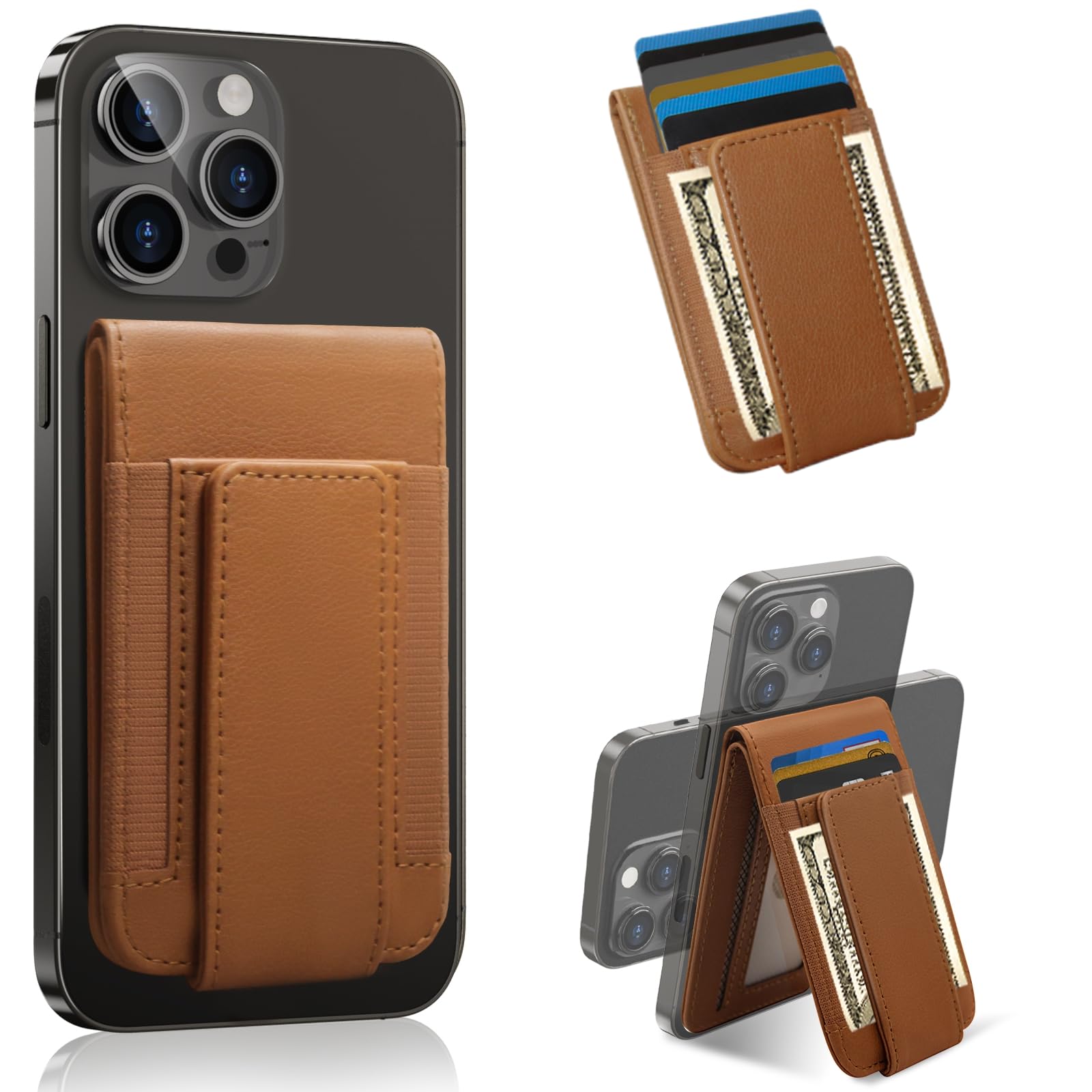 Magnetic Phone Wallet for iPhone 16/15/14/13/12 Pro Max Plus - Detachable MagSafe Wallet with Adjustable Stand, Money Clip & 10+ Card Holder - Perfect for Travel, Shopping & Everyday Use