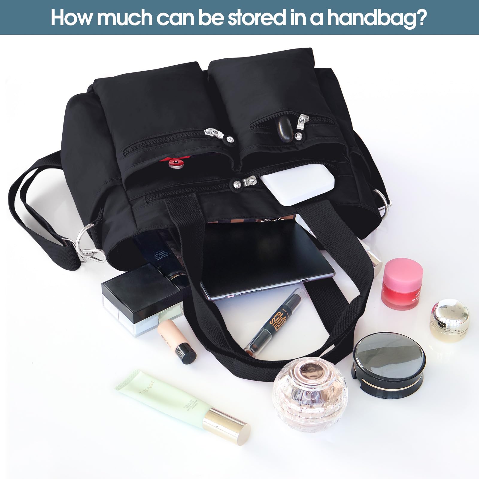 Waterproof Tote Bag with Zipper Pocket - Large Capacity Crossbody Shoulder Bag for Women, Durable Work Travel Tote - Perfect for Commuting, Shopping & Gym Essentials