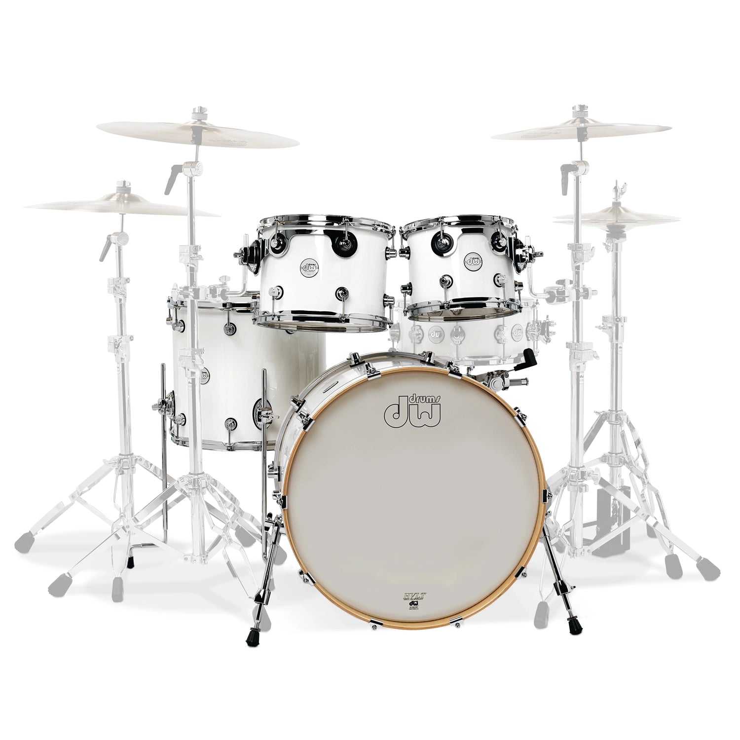 DW Design Series 4-Piece Drum Shell Pack in Gloss White - Perfect for Live Performances, Studio Recording & Professional Drummers