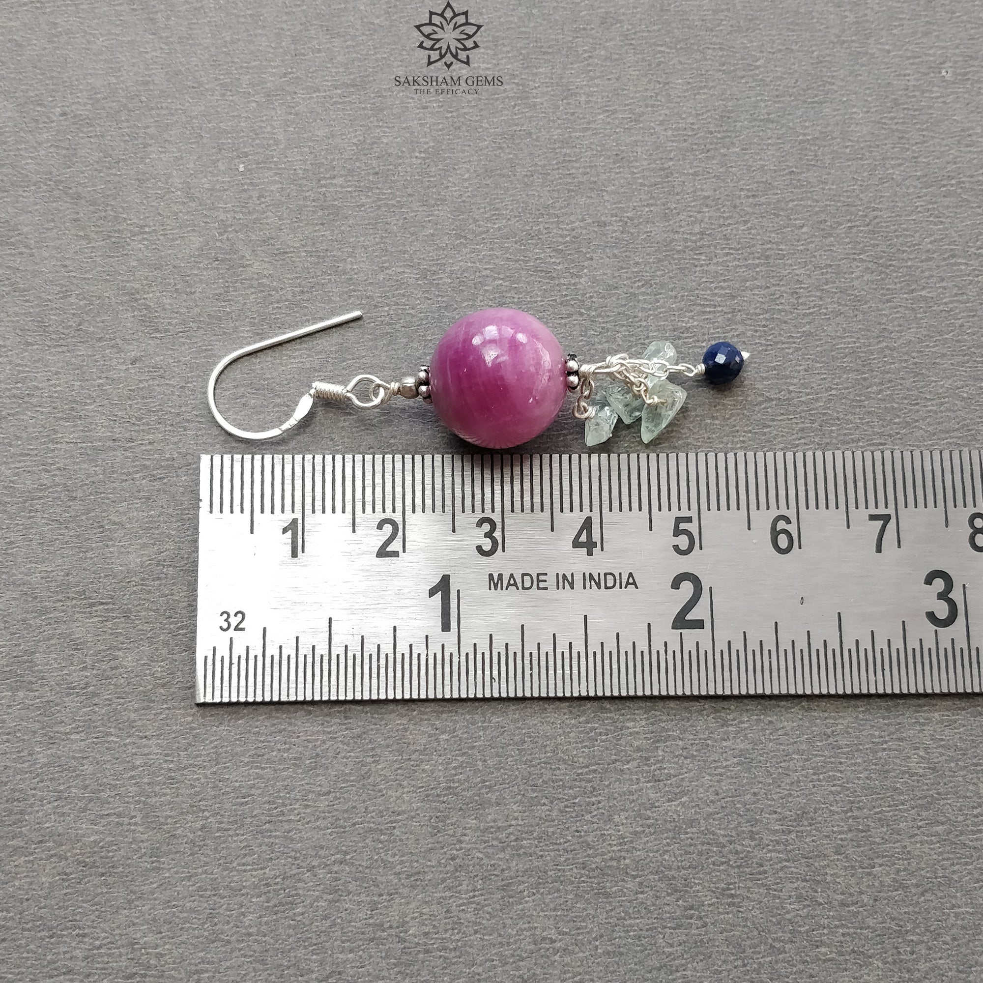 Natural Ruby & Emerald Gemstone Silver Zoisite Beaded Earrings - 925 Sterling Silver Round Drop Dangle Hook Earrings (12.33g) for Women, Gift, Wedding, Party & Special Occasions