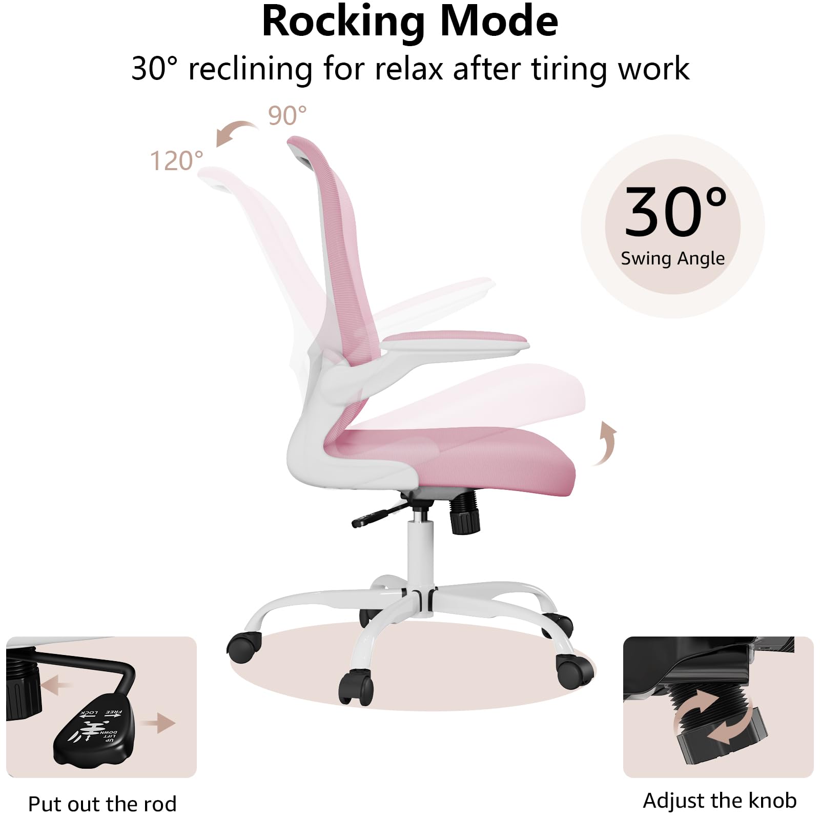 Ergonomic Office Chair with Lumbar Support - Adjustable Height, Breathable Mesh & Flip-Up Arms - Comfortable Swivel Task Chair for Home & Office - Perfect for Long Work Hours, Gaming & Study Sessions