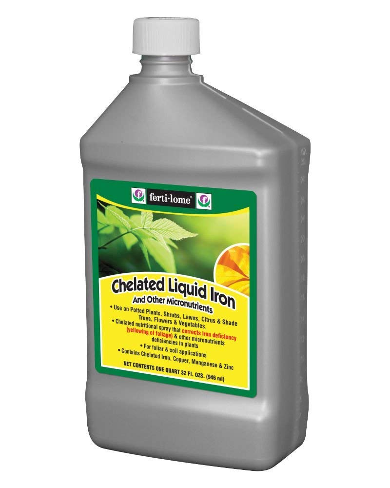 Fertilome 32OZ Chelated Iron Liquid Fertilizer for Plants - Pack of 2 | Treats Iron Deficiency, Yellow Leaves | Ideal for Lawns, Gardens, Trees & Houseplants