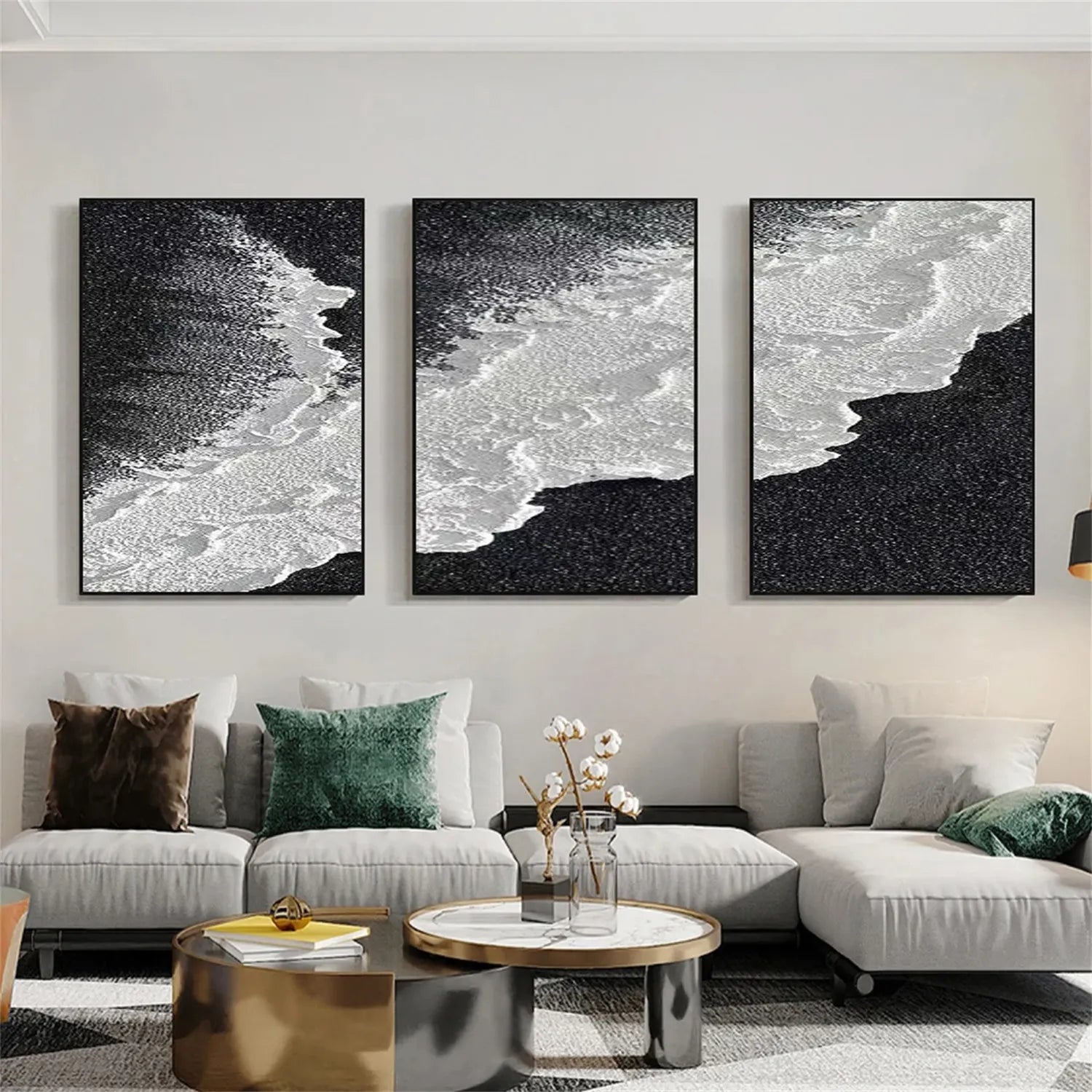 Ocean and Sky Painting Set of 3 - Coastal Wall Art for Living Room, Bedroom & Office Decor | Modern Beach Landscape Canvas Prints | #OS211