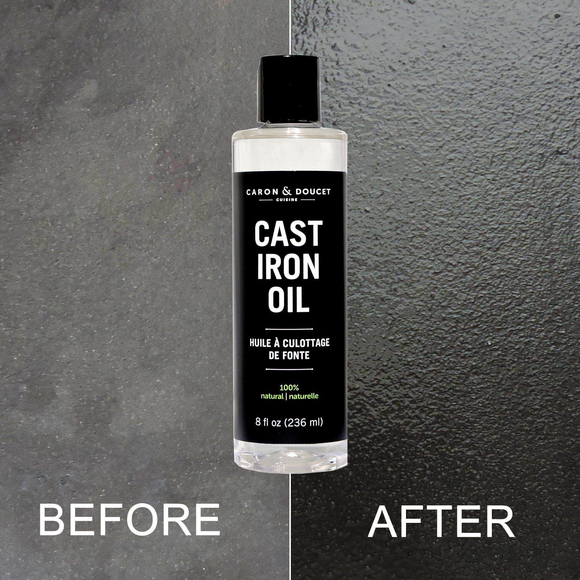 Premium Caron & Doucet Cast Iron Seasoning Oil - 8 oz (236ml) for Cast Iron Skillets, Pans & Cookware - Natural Seasoning & Conditioning Oil for Perfect Non-Stick Surface - Ideal for Grilling, Frying & Baking