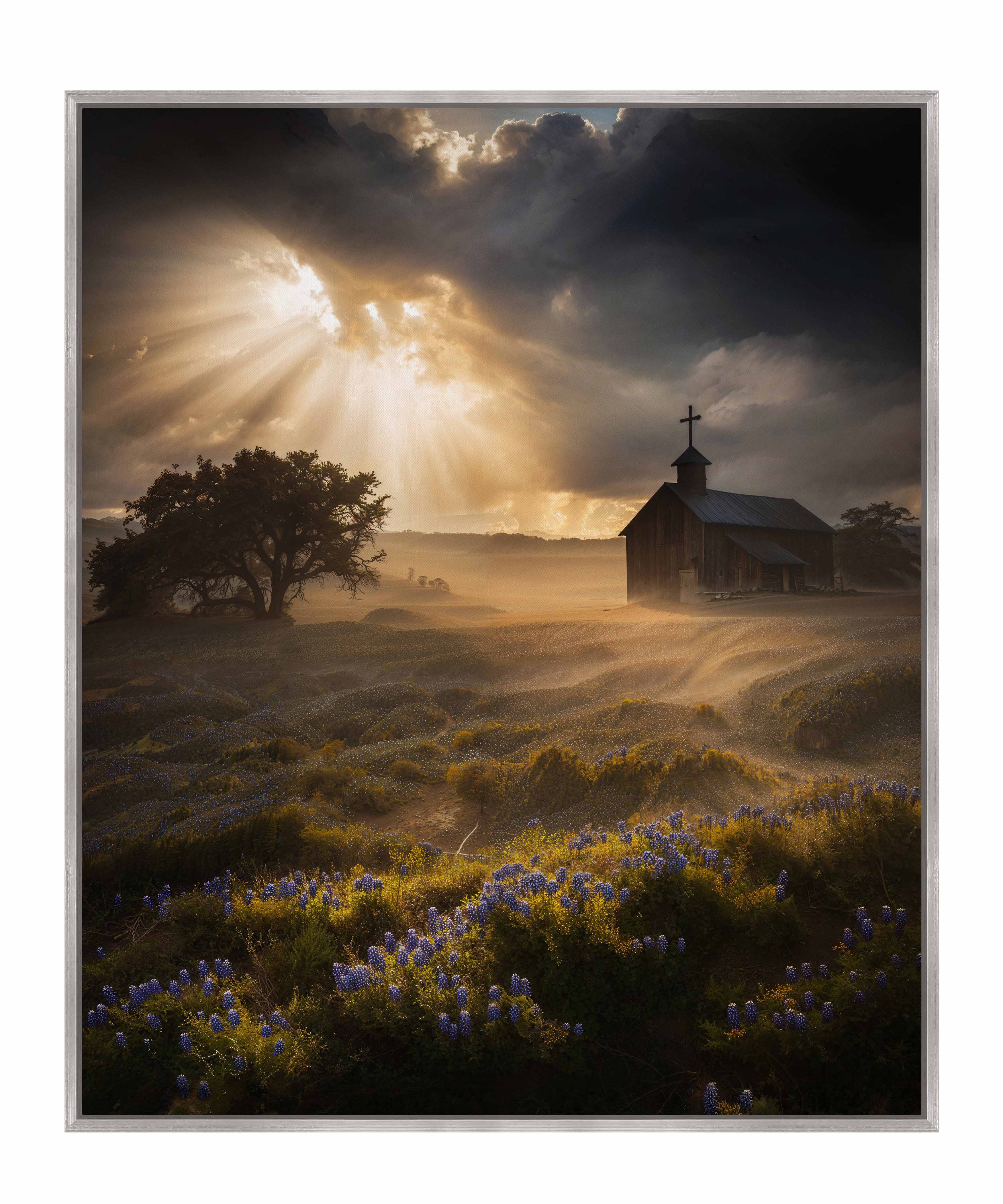 Celestial Rays Over Lone Star Land II - Stunning Galaxy Space Art Print on Gallery Wrapped Canvas - Perfect for Living Room, Bedroom & Office Wall Decor