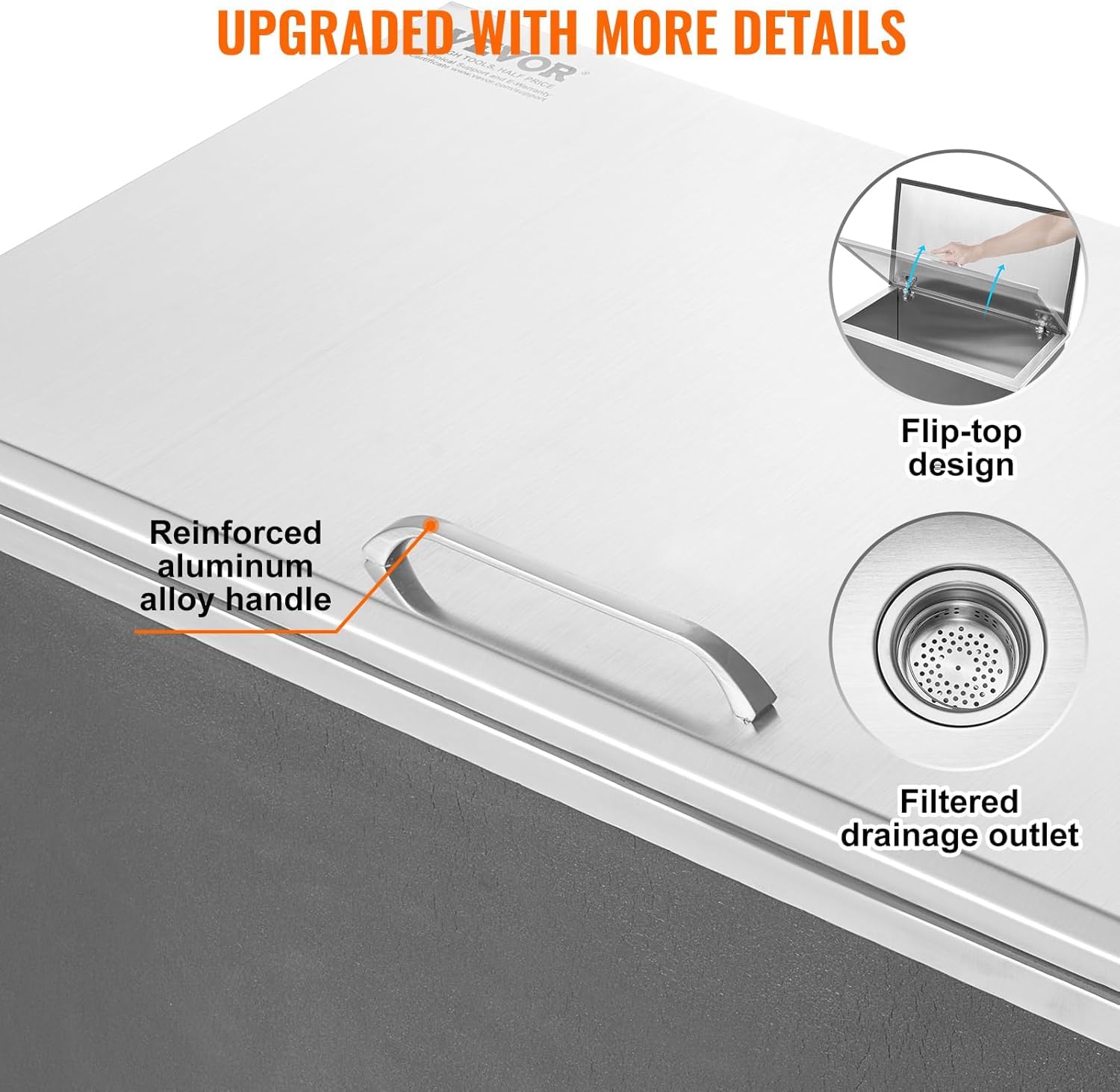 VEVOR 40QT Stainless Steel Drop-In Ice Chest Cooler - 24