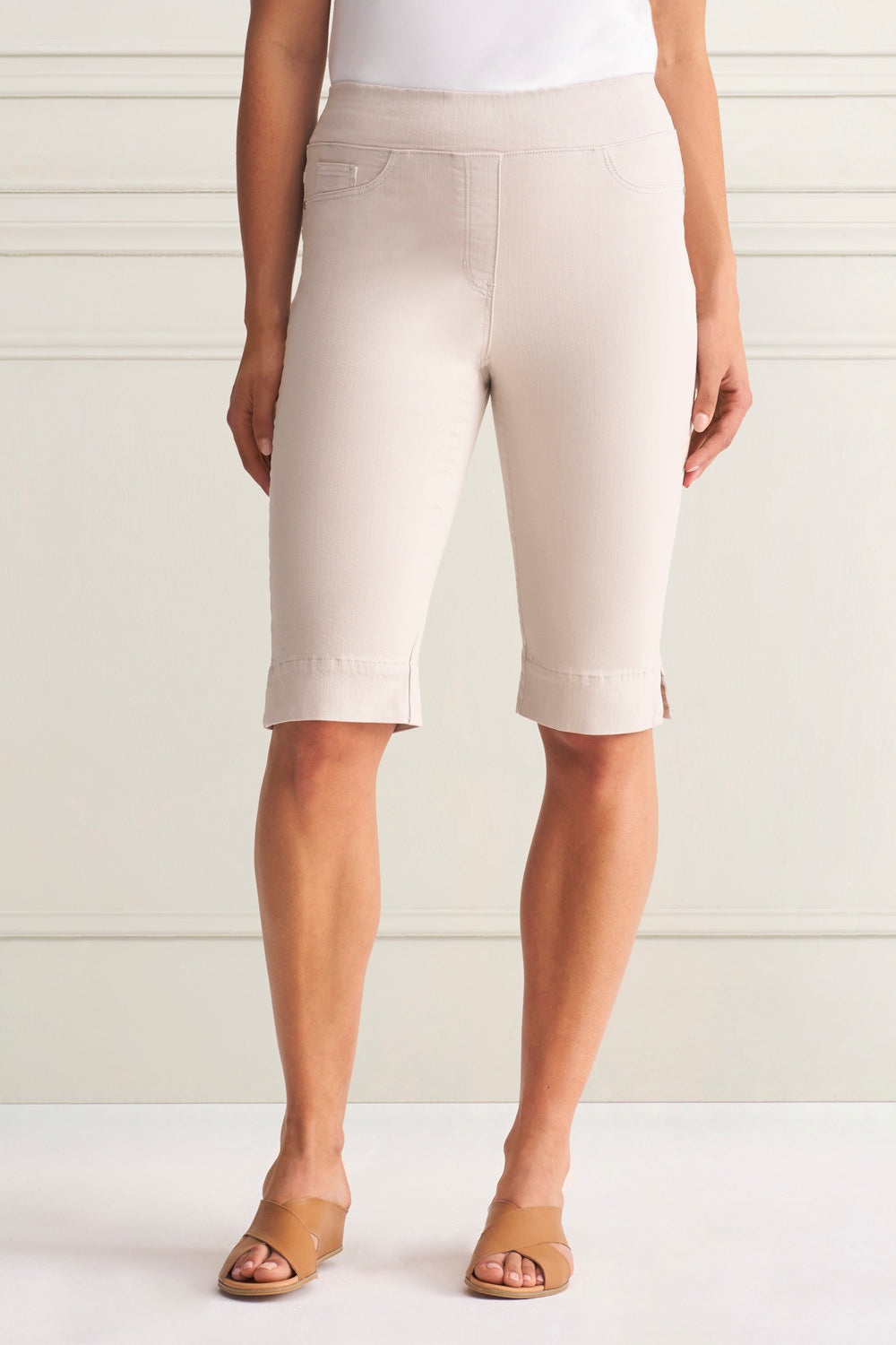 Bengajean® Women's Casual Shorts in Taupe - Comfortable Stretch Denim Shorts for Summer, Beach, and Everyday Wear