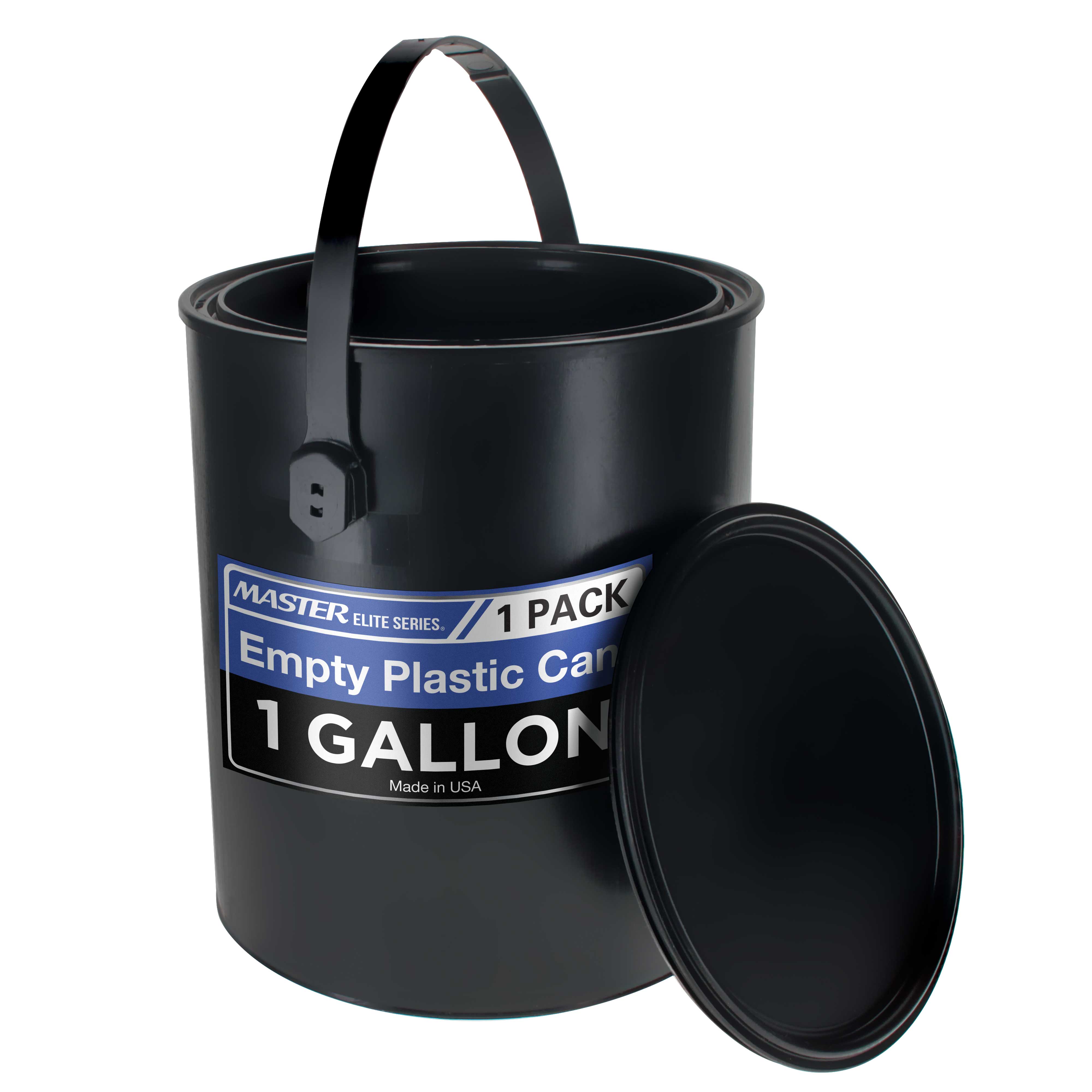 Master Elite 1 Gallon Empty Plastic Paint Can Bucket with Triple Lock Airtight Lid - 128 fl oz All Plastic Coating Storage Container with Pail Handle, Rust Proof - Perfect for Paint Storage, DIY Projects, and Home Improvement