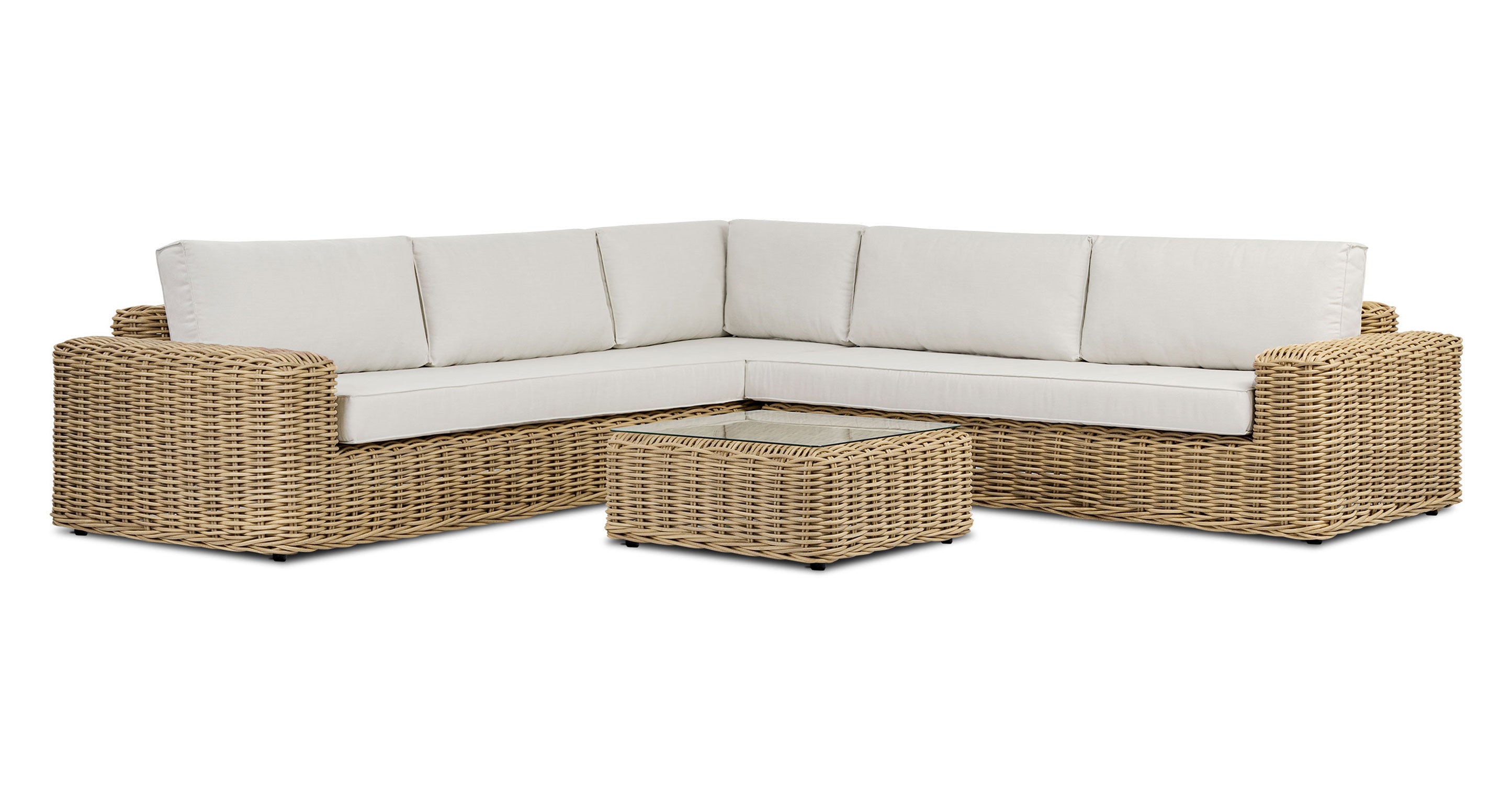 Puglia 115 Corner Sectional Sofa Set with Coffee Table - Modern L-Shaped Living Room Furniture for Small Spaces, Home Theater & Family Gatherings