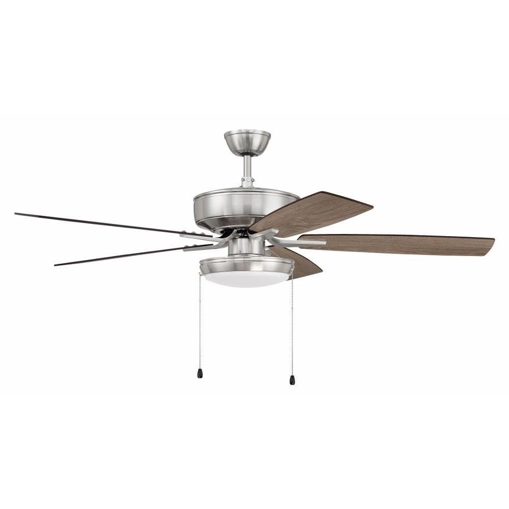 Craftmade P119BNK5-52DWGWN 52-Inch Indoor Ceiling Fan with LED Light Kit, Pull Chain Control, 5 Reversible Driftwood/Grey Walnut Blades, Brushed Nickel Finish – Perfect for Living Room, Bedroom, and Office Spaces