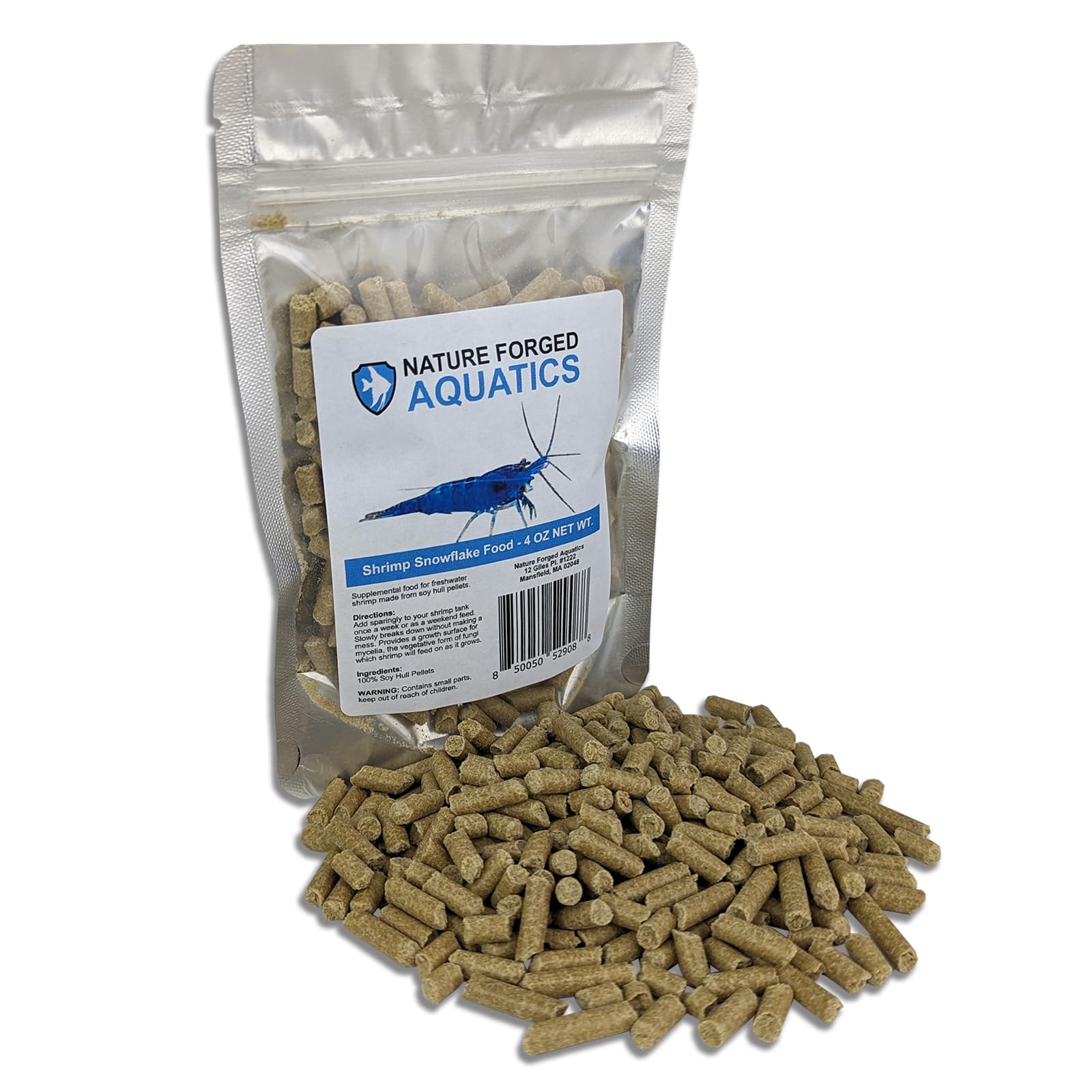 Premium Natural Soy Hull Pellets for Freshwater Shrimp - 4oz | High Protein Shrimp Food | Perfect for Nano Tanks, Aquascaping & Breeding Tanks