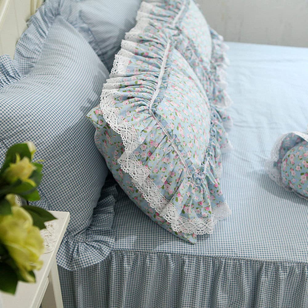 SDCVRE Summer Thin Cool Quilt 2-Piece Set - Refreshing Print Embroidered Lace Pillow Covers, Pastoral Style Bedding Pillowcases (20x26 inch, Twin Size, No Filler) | Perfect for Summer Nights, Guest Rooms & Farmhouse Decor