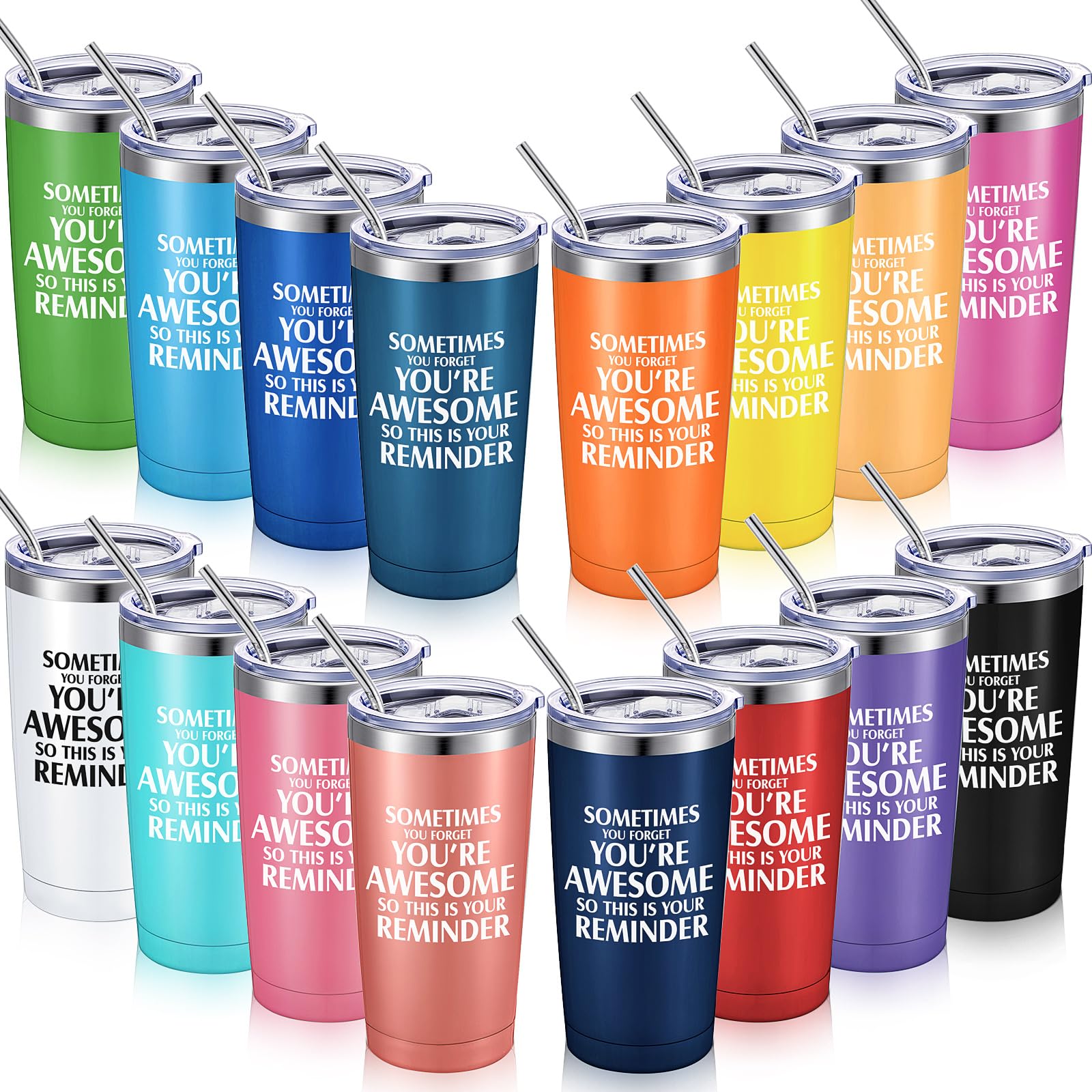 Bulk 20 oz Inspirational Tumbler with Keychain - Employee Thank You Gifts for Coworkers, Teachers, Staff - Corporate Team Appreciation Reward (Mixed Colors, 32 Pieces) - Perfect for Office Recognition, Teacher Appreciation Week & Corporate Events