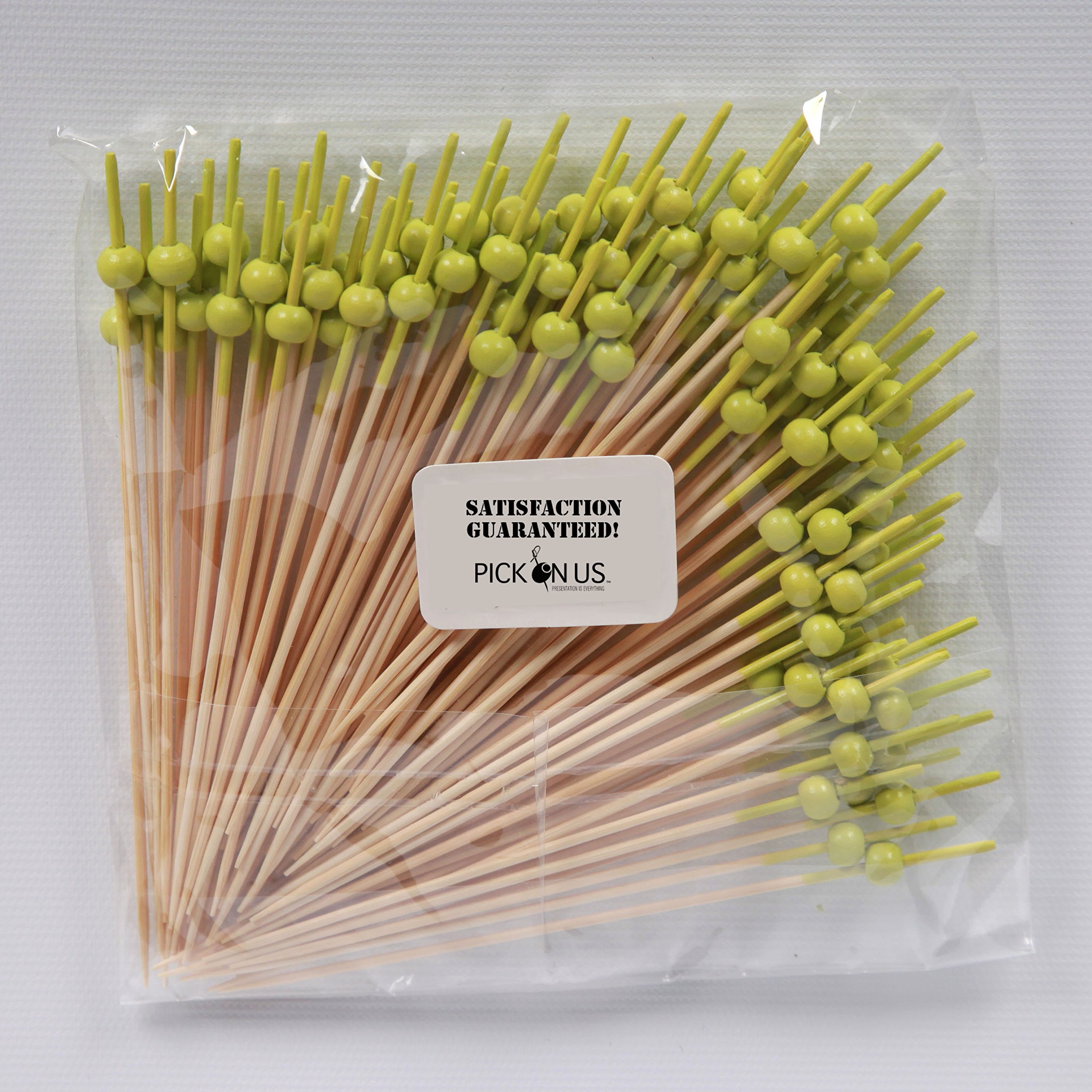 Lime Green Beaded Appetizer Forks & Sandwich Picks - 100 Count (4.75 Inch) - Perfect for Parties, Weddings, and Cocktail Events