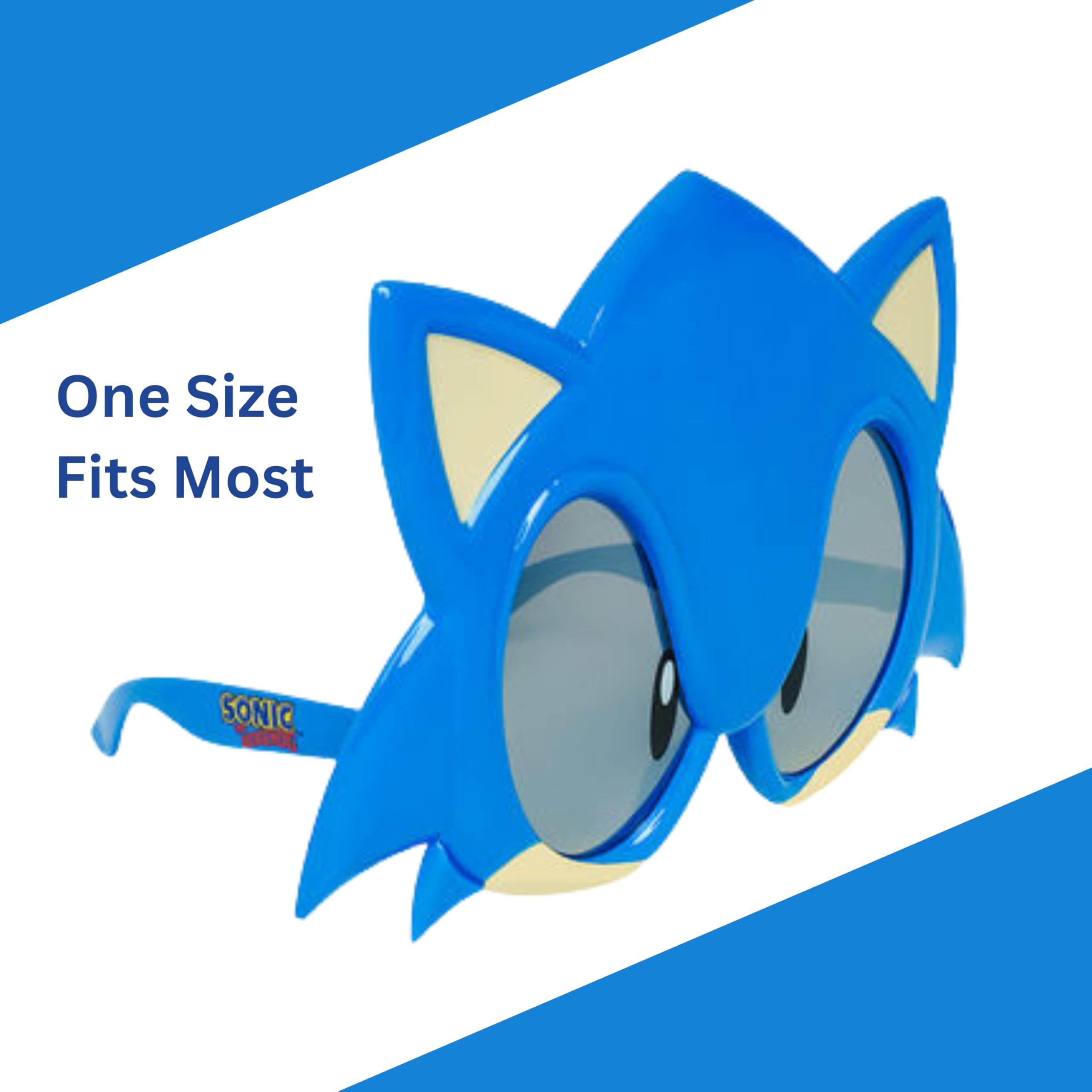 Official SEGA Sonic the Hedgehog Sunglasses - Sun-Staches Costume Accessory for Cosplay & Halloween - One Size Fits Most Adults - Perfect for Themed Parties, Comic Con & Gaming Events