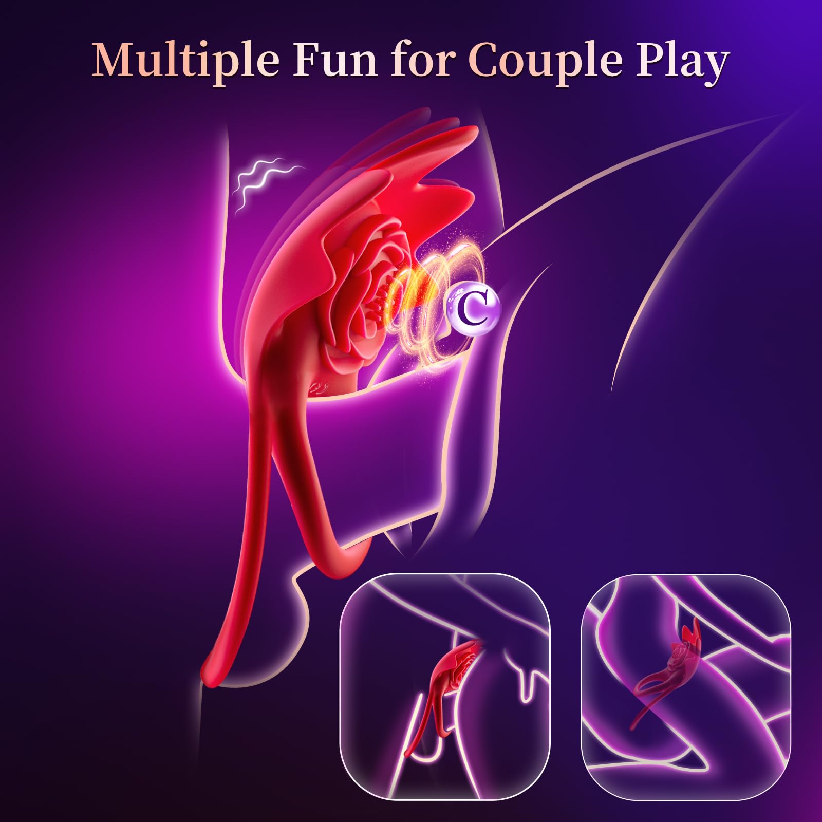 **APP Controlled Vibrating Cock Ring for Men - Silicone Penis Ring with Rose Clitoral Stimulator, Multi-Speed Couples Sex Toy for Enhanced Pleasure - Perfect for Couples Play & Spicing Up Intimacy**