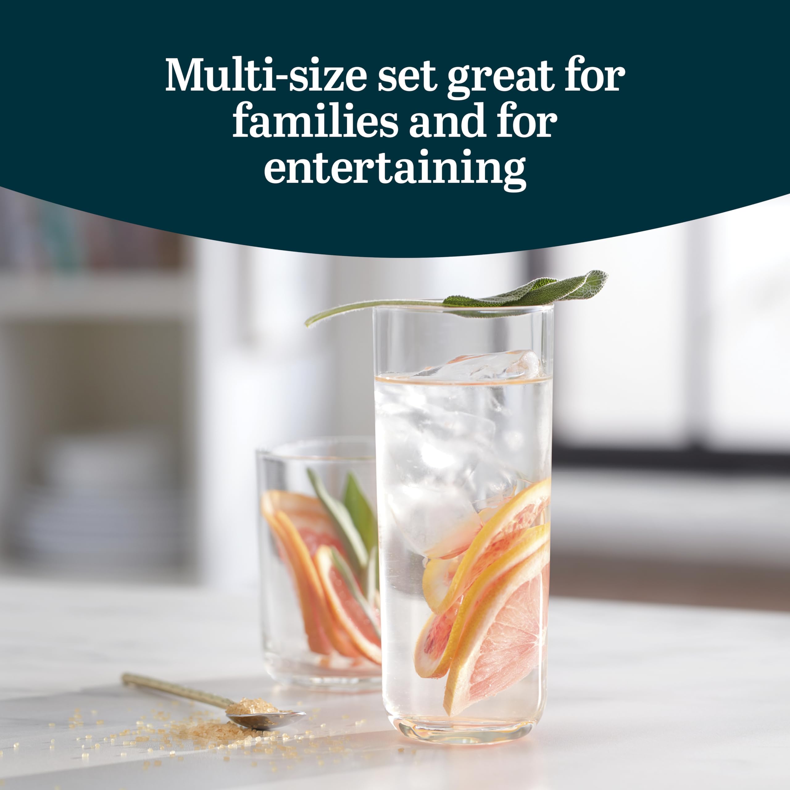 Libbey Lisbon 16-Piece Tumbler and Rocks Glass Set - Durable Drinkware for Cocktails, Iced Tea & Everyday Use - Perfect for Home Bars, Parties & Restaurants