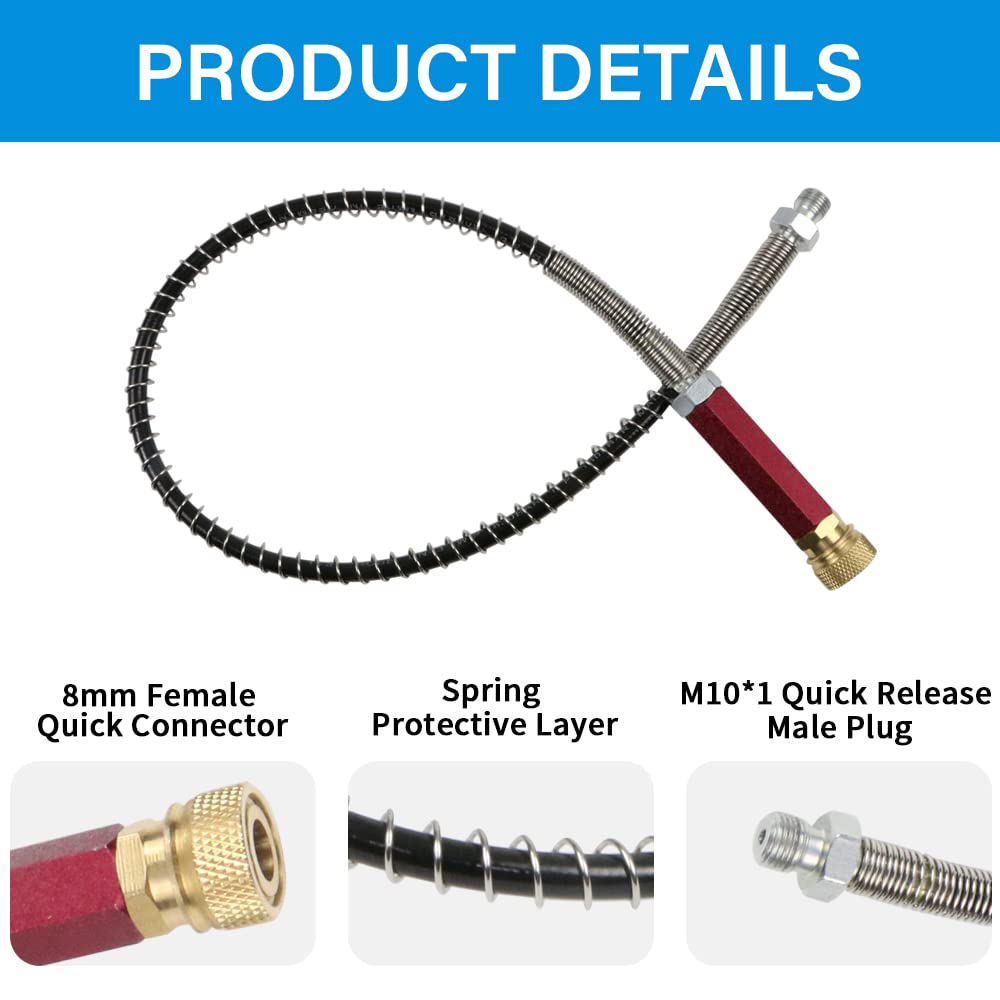 4500psi High Pressure PCP Air Hose - 20 Inch (50cm) with Water-Oil Separator & 8mm Female Quick Connector for Air Compressor - Perfect for PCP Air Rifles, Paintball Guns, and Scuba Tank Filling