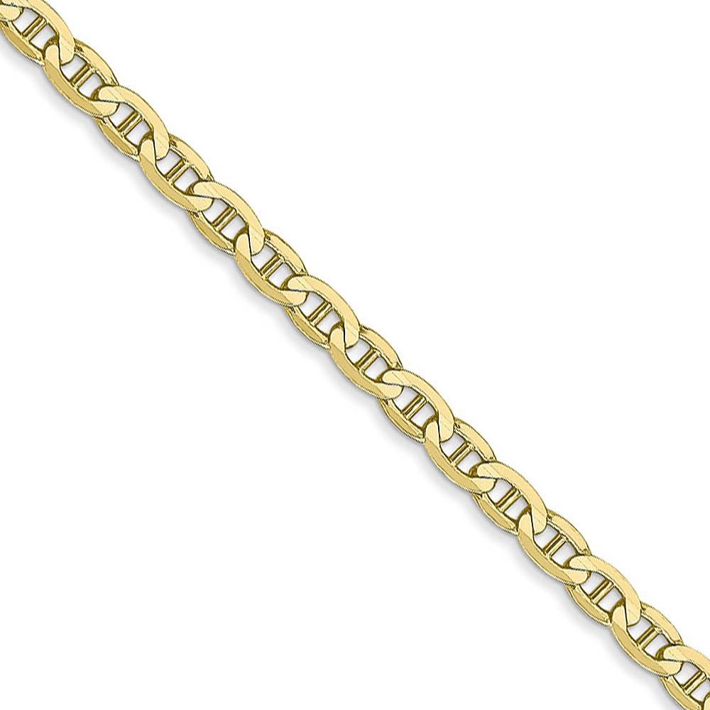 The Black Bow 10k Yellow Gold 3mm Solid Concave Anchor Chain Necklace - Perfect for Everyday Wear, Gifts, and Special Occasions