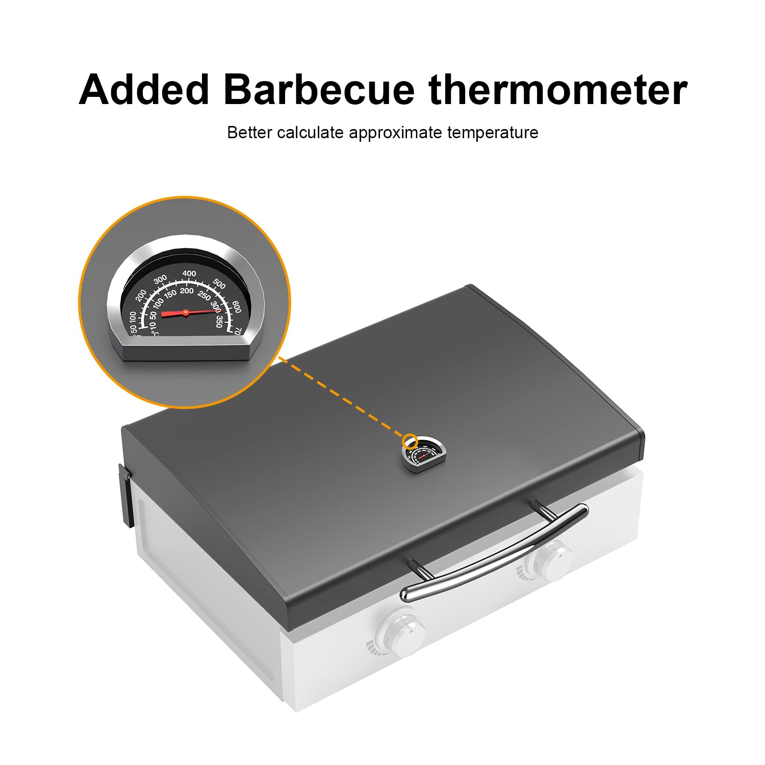 Heavy Duty Hinged Griddle Hard Cover Hood with Thermometer for Blackstone 22