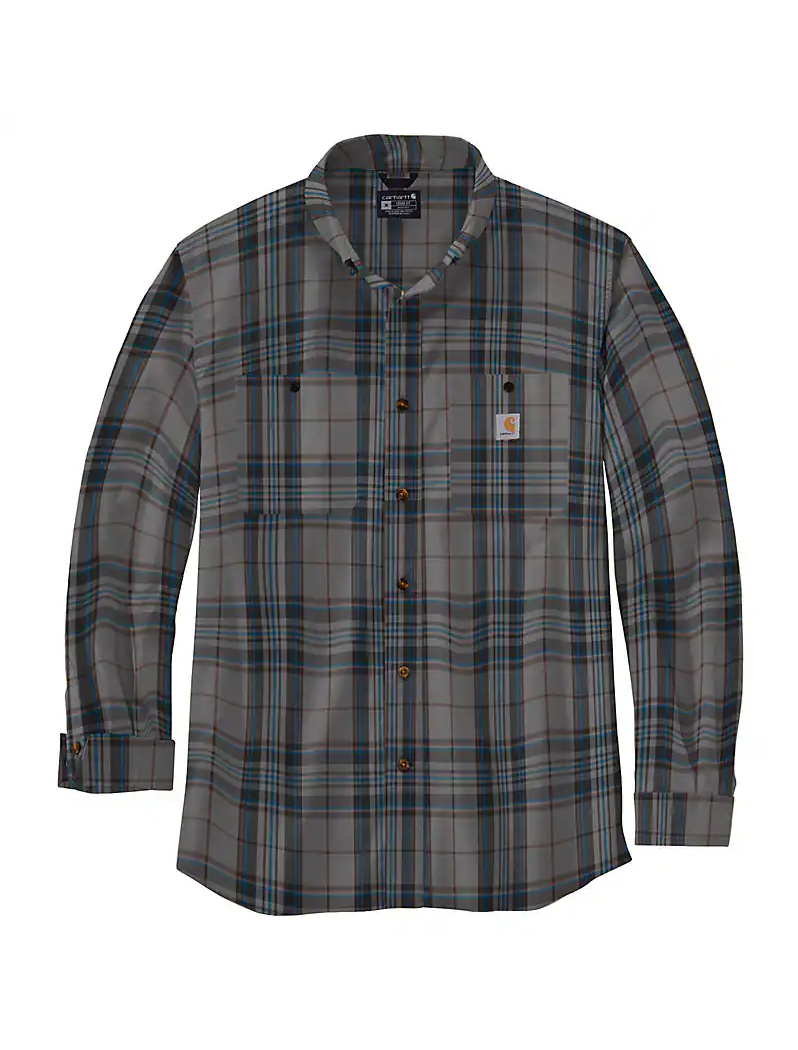 Rugged Flex Relaxed Fit Lightweight Long Sleeve Shirt for Men - Comfortable Outdoor Work & Casual Wear - Asphalt Color
