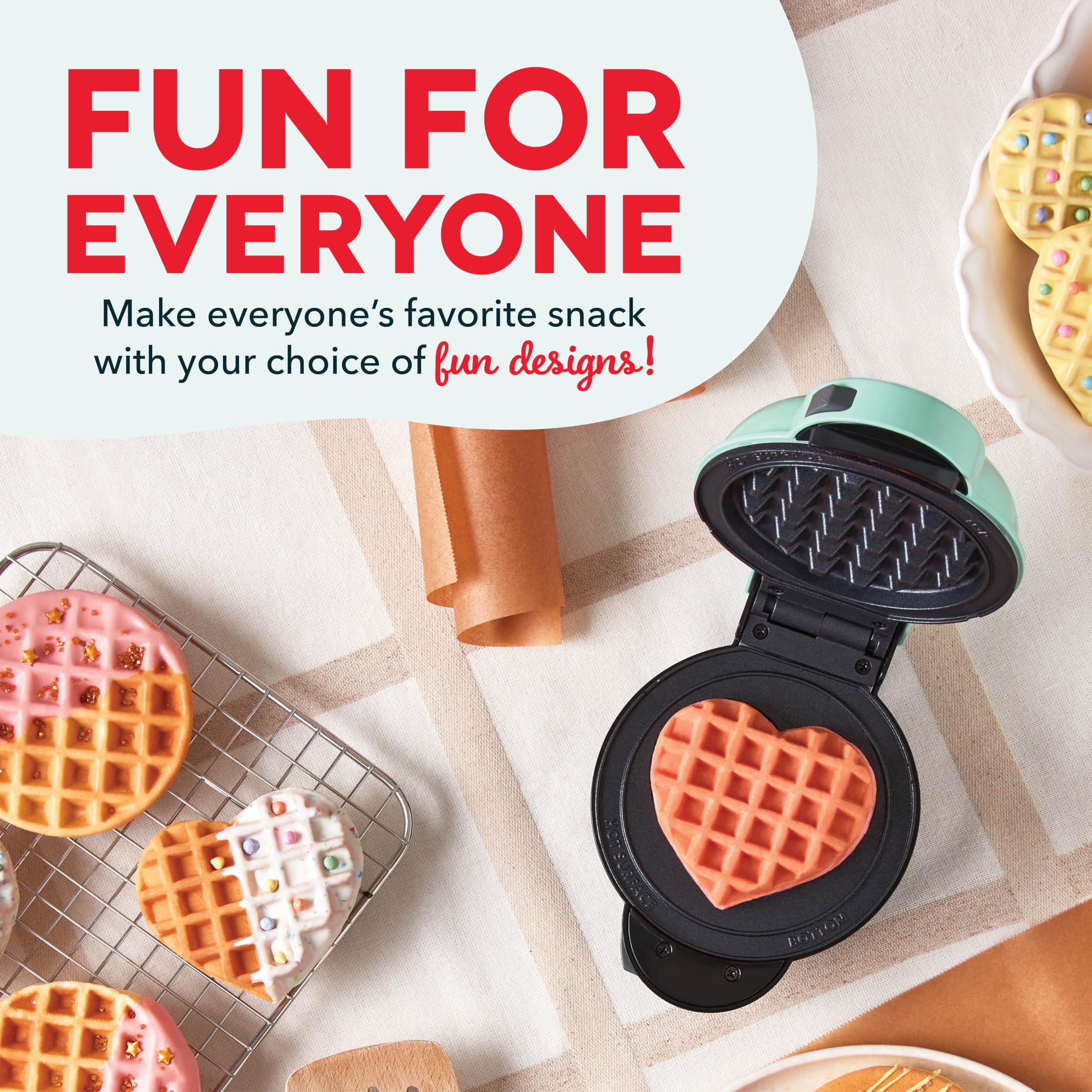 Multi-Plate Mini Waffle Maker with Removable Plates & Storage Case - Perfect for Breakfast, Snacks & Kids Lunch Boxes