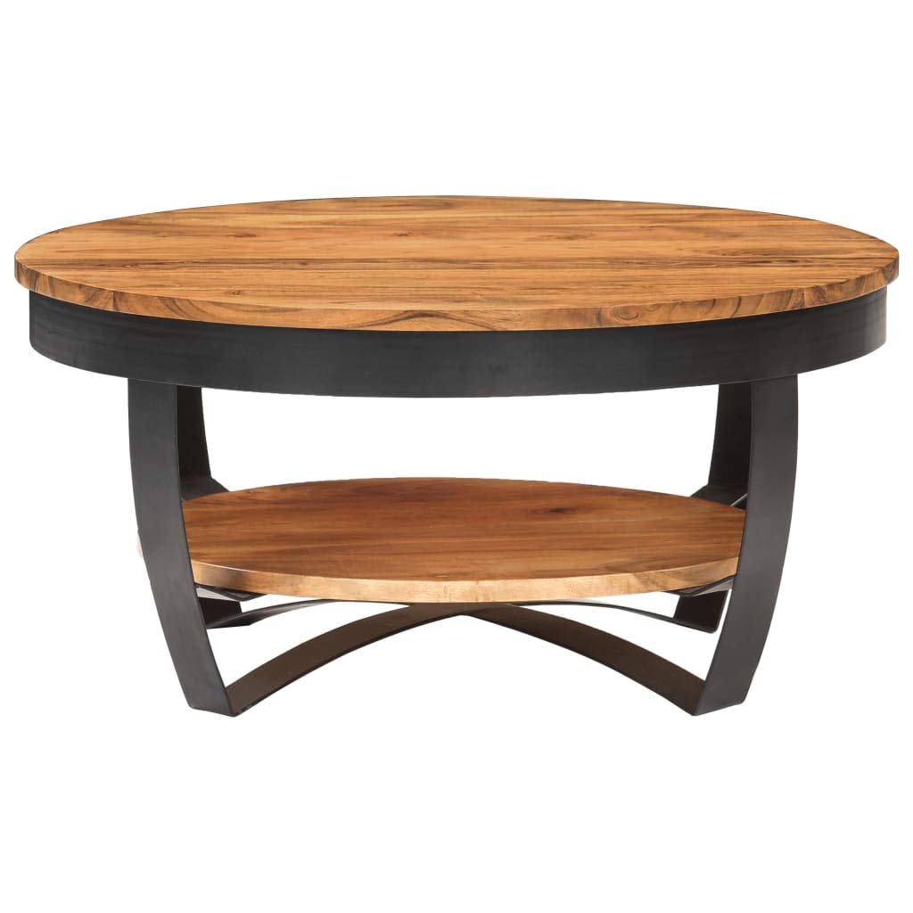 Rustic Farmhouse Coffee Table with Storage Shelf - 25.6
