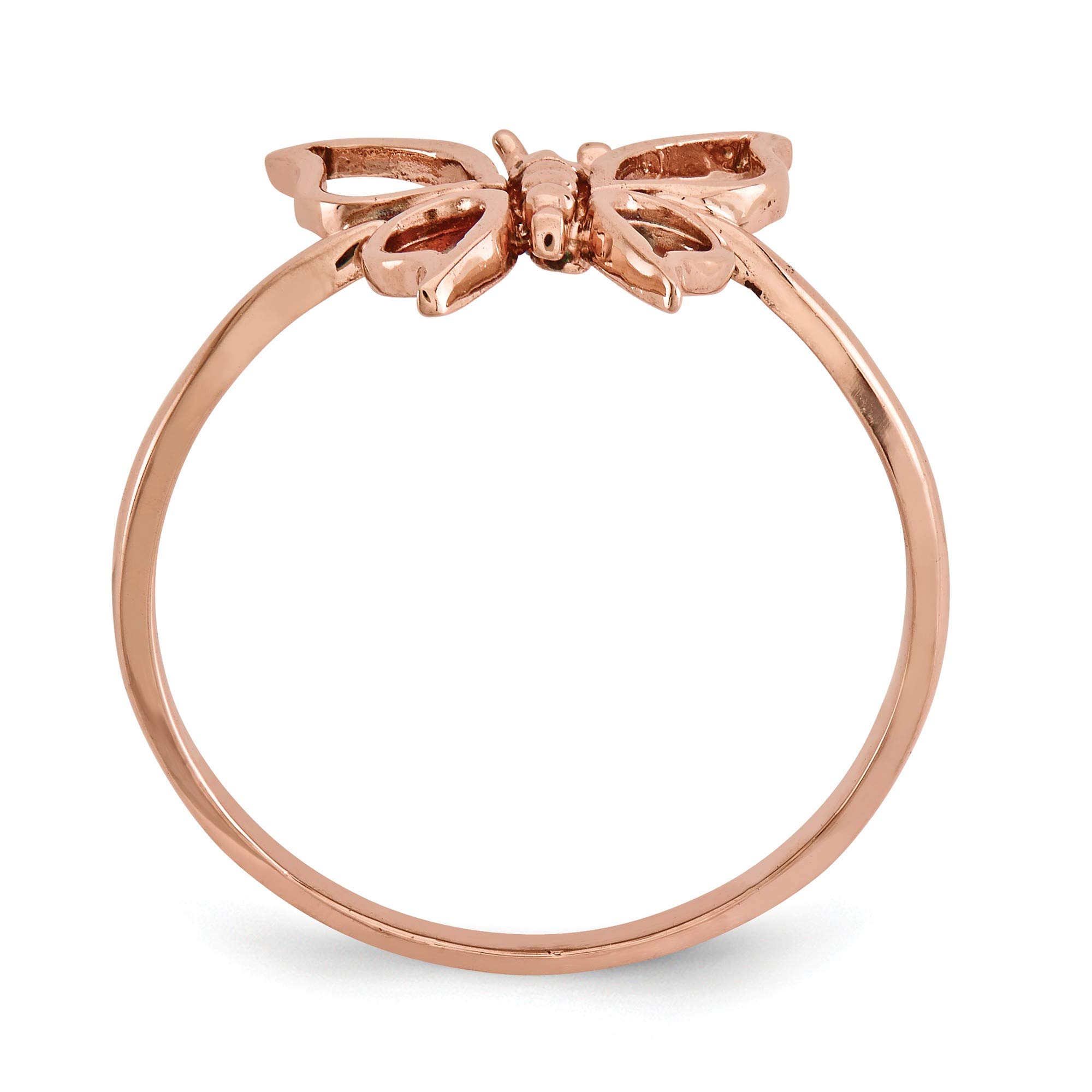14k Rose Gold Polished Butterfly Ring for Women - Size 7, Dainty Rose Gold Jewelry Gift for Her - Perfect for Valentine's Day, Anniversary & Everyday Wear