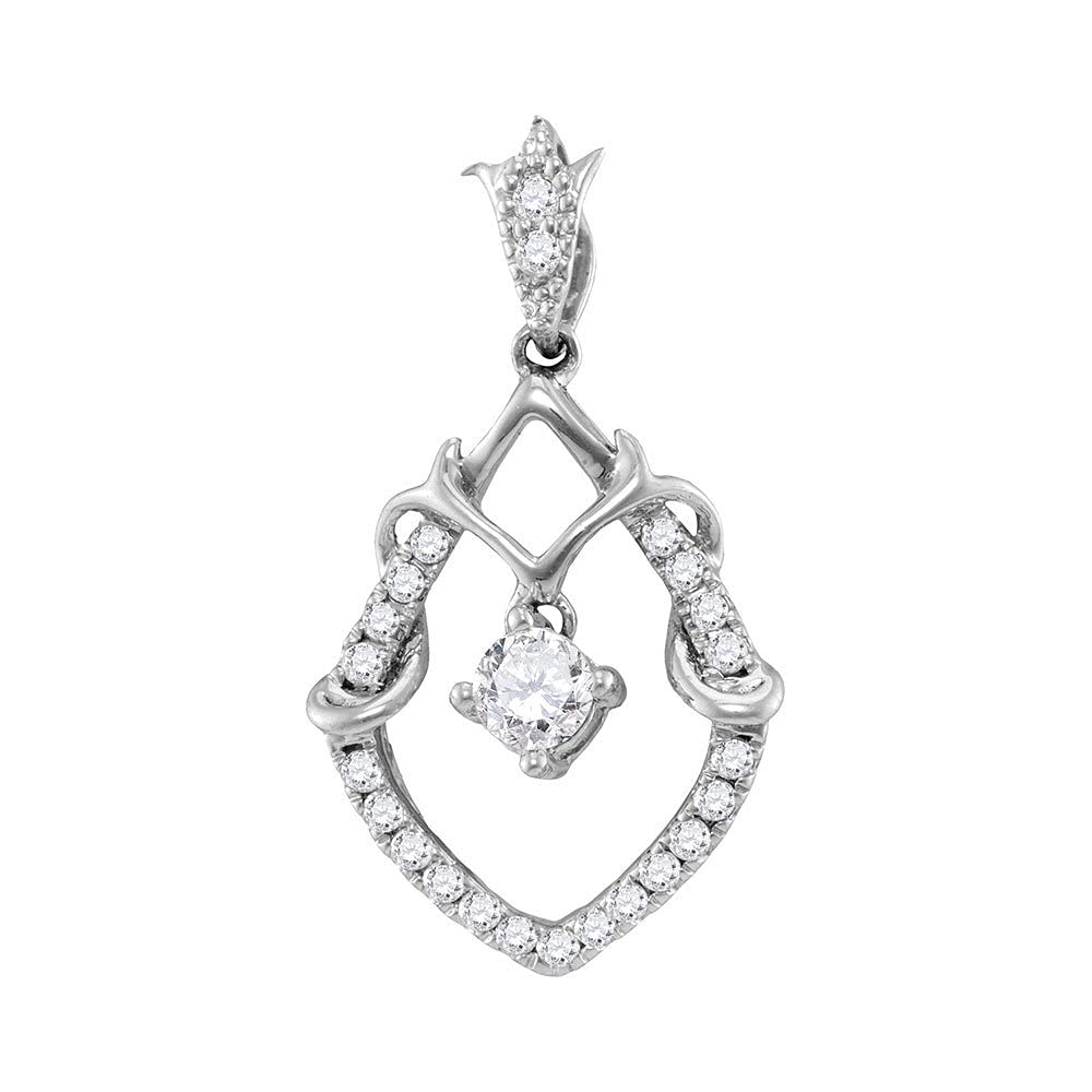10K White Gold Women's Round Diamond Solitaire Pendant Necklace - 1/4 Carat TW, Elegant Gift for Anniversary, Valentine's Day & Special Occasions