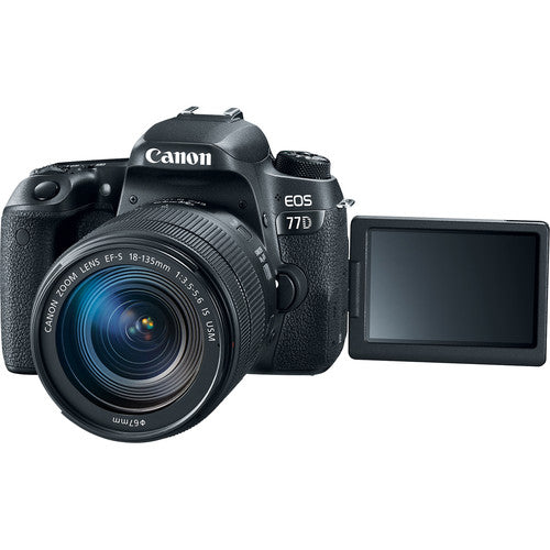 Canon EOS 77D Digital SLR Camera with 18-135mm USM Lens Kit - Professional Photography for Travel, Portrait & Vlogging | DSLR Camera Bundle with EF-S Lens