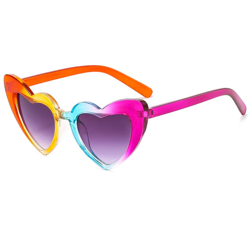 7 Pairs Girls Heart-Shaped Cat Eye Sunglasses - Vintage Colorful Kids Sunglasses for Party, Beach & Outdoor Activities | UV Protection Fashion Accessories